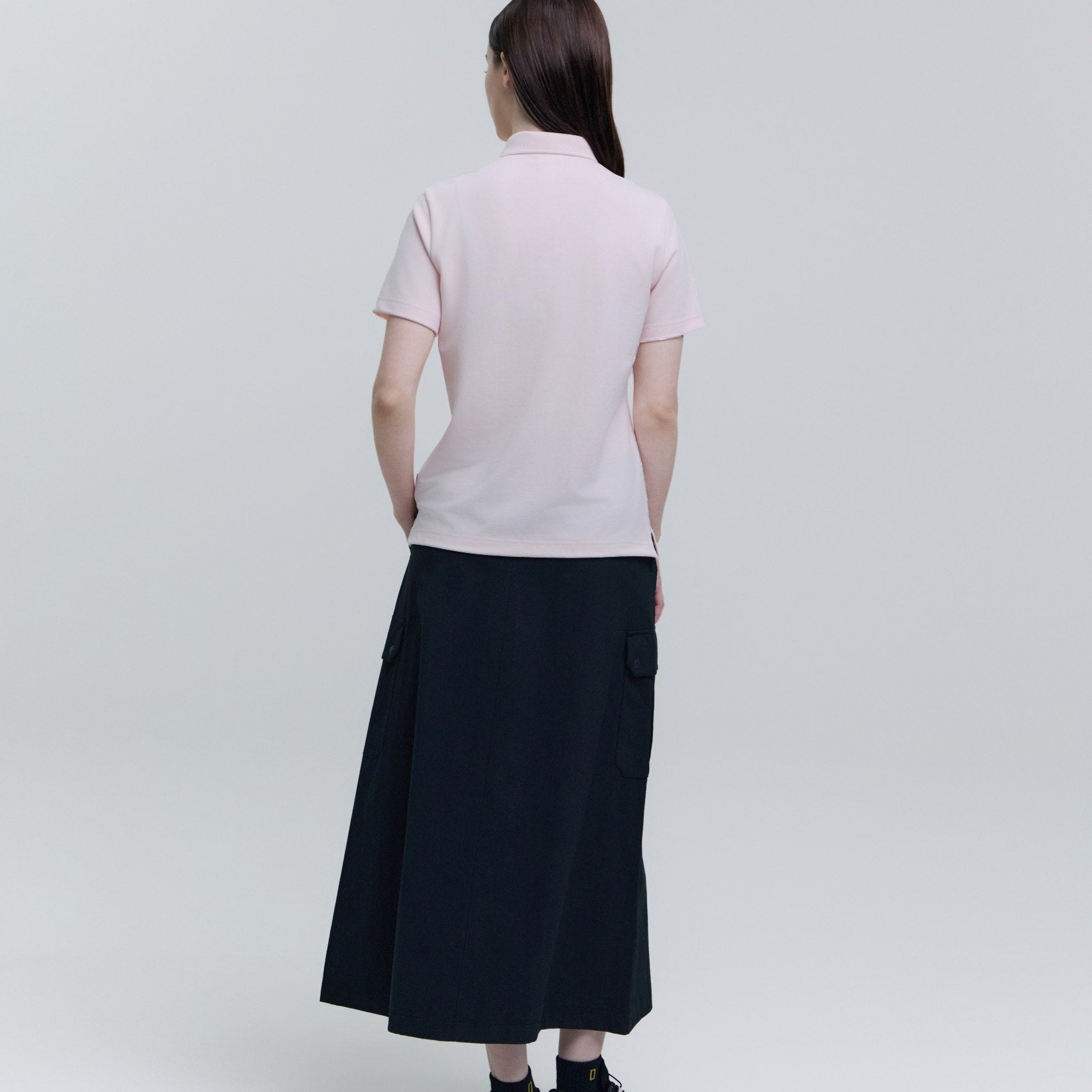 WOMEN ADELIE LIGHT WOVEN STRETCH CARGO SKIRT CARBON BLACK