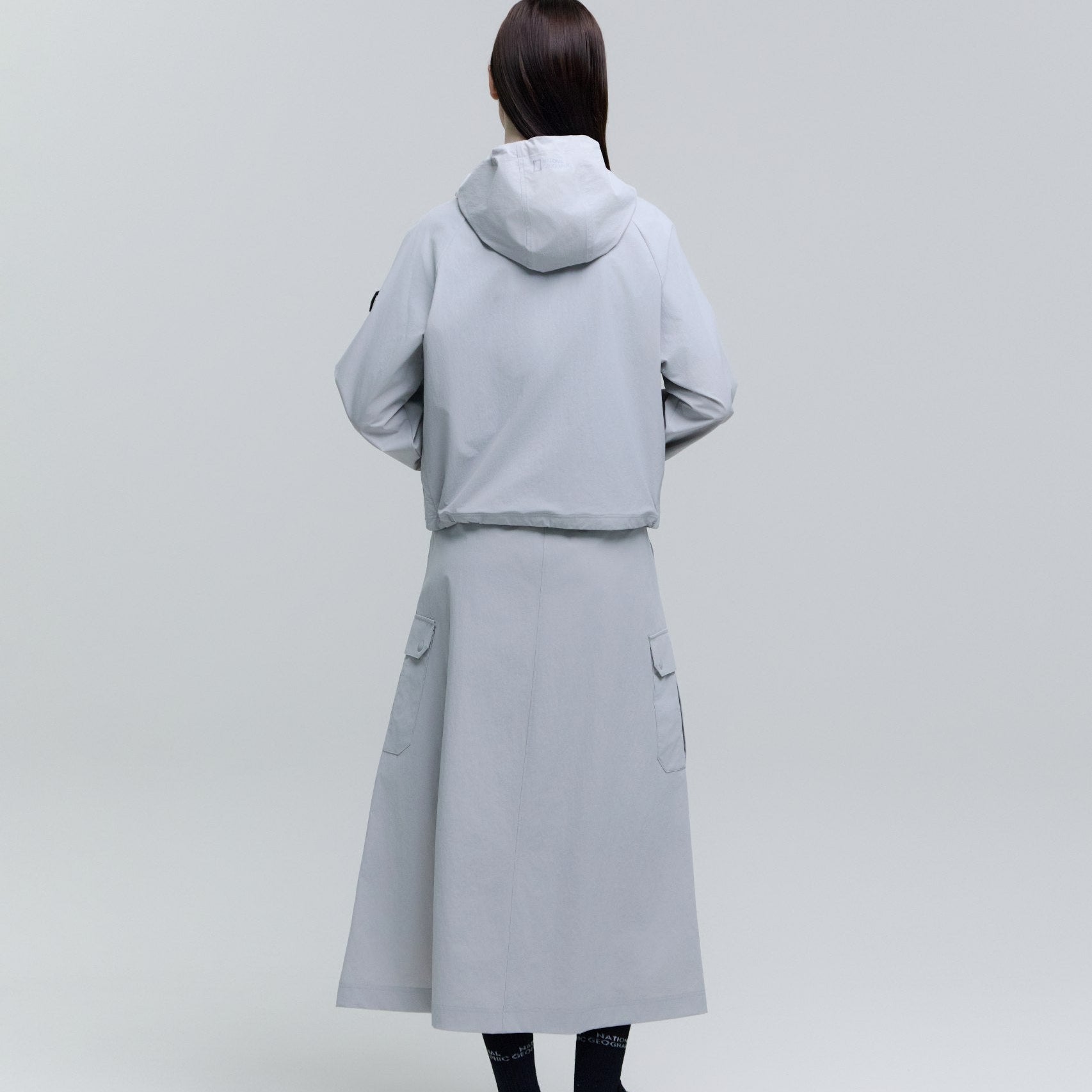 WOMEN ADELIE LIGHT WOVEN STRETCH CARGO SKIRT SILVER GREY