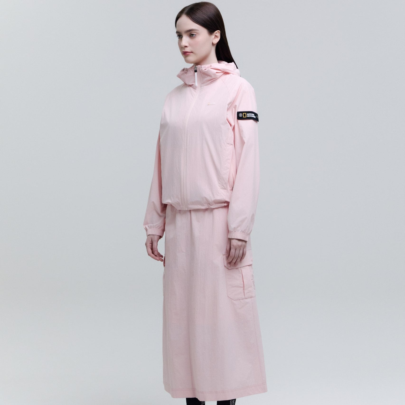 WOMEN ADELIE LIGHT WOVEN STRETCH CARGO SKIRT L/PINK