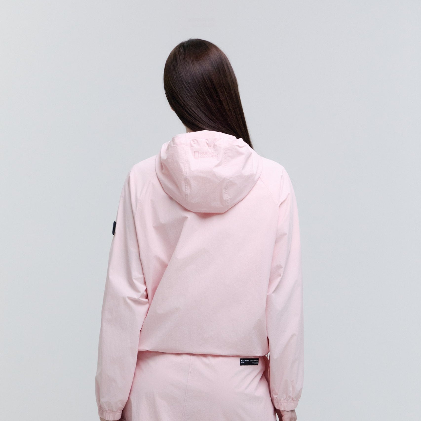 WOMEN ADELIE LIGHT WOVEN STRETCH FULL ZIP UP HOODIE JUMPER L/PINK