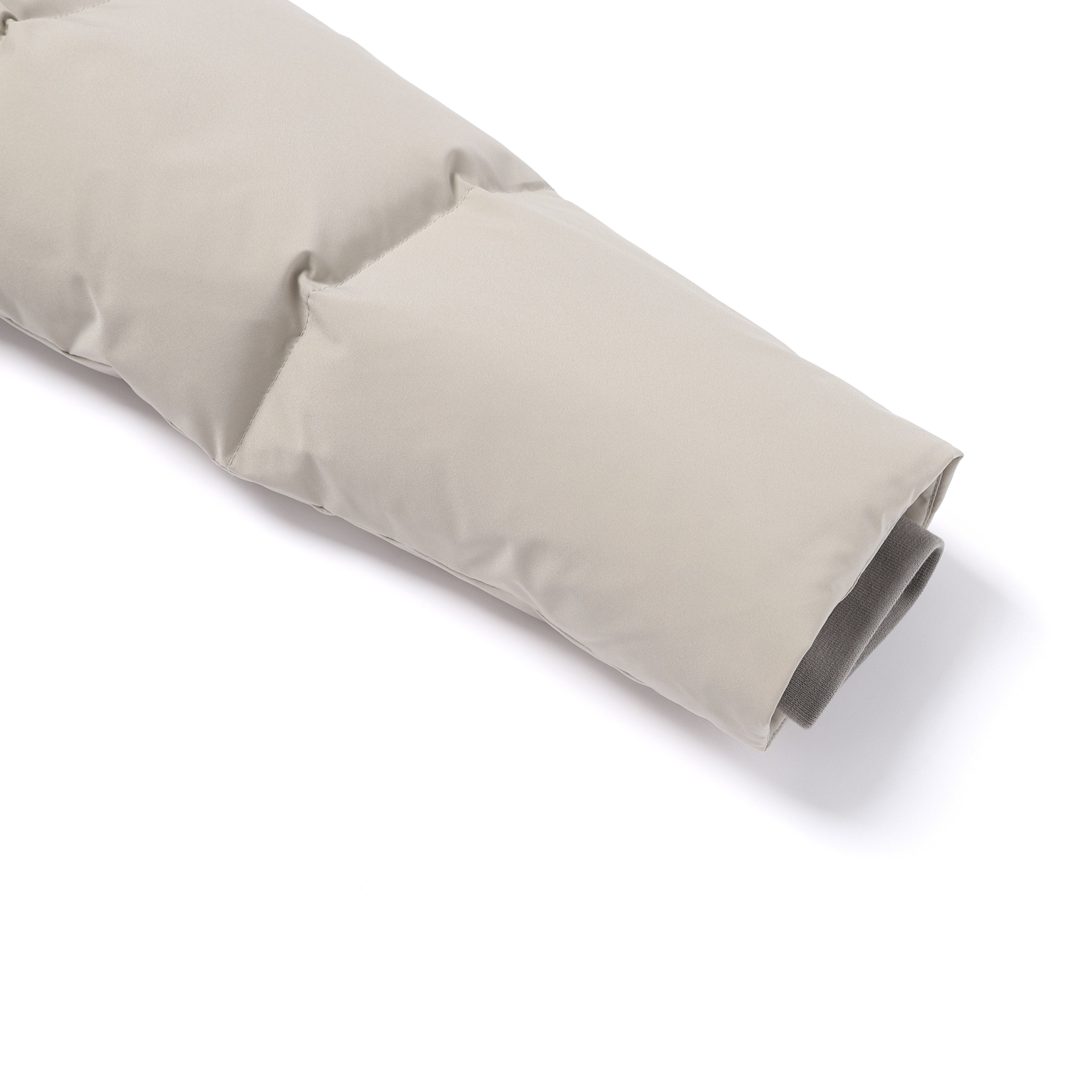 WOMEN MID-LENGTH DETACHABLE HOOD GOOSE DOWN JUMPER MOURNING BEIGE