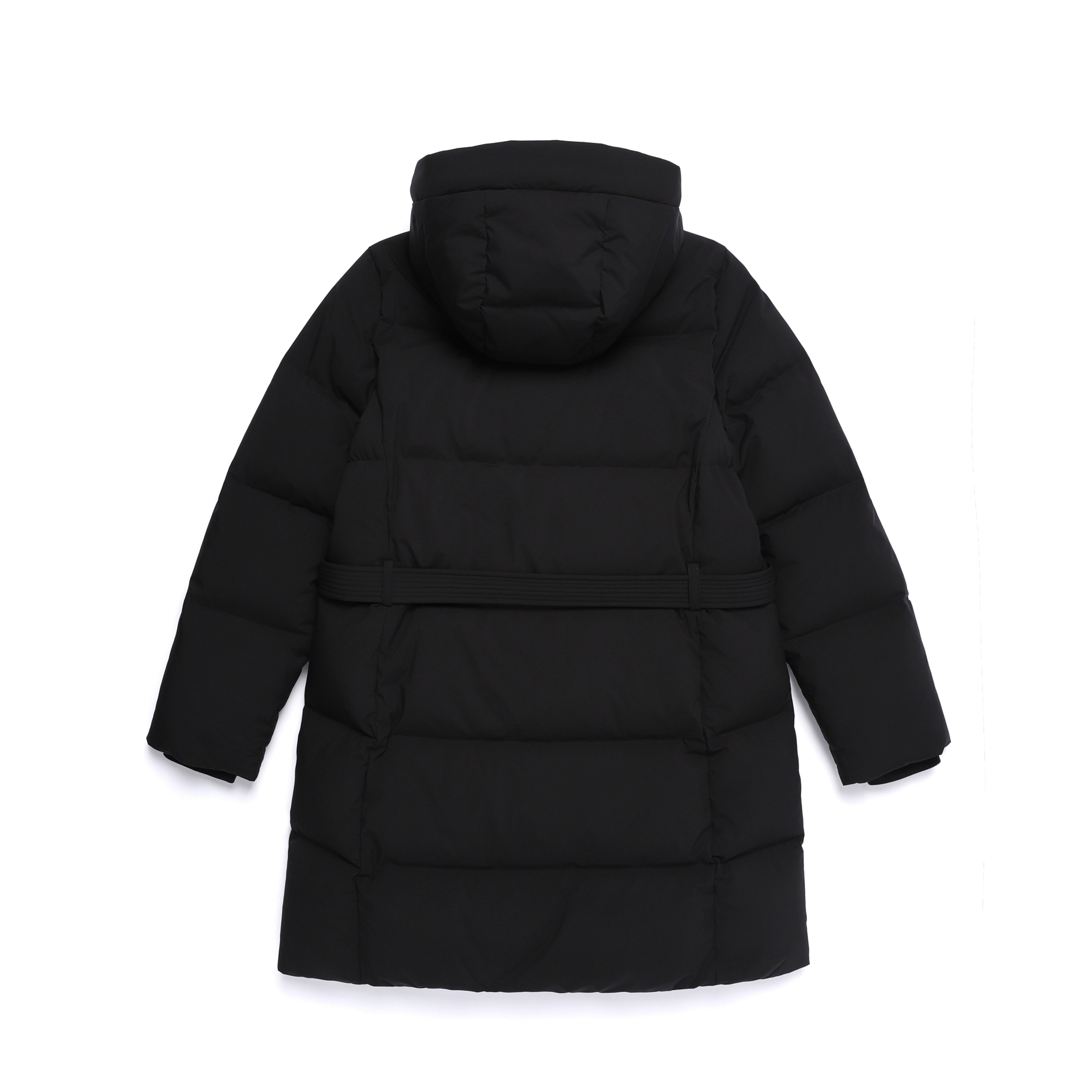 WOMEN MID-LENGTH DETACHABLE HOOD GOOSE DOWN JUMPER BLACK