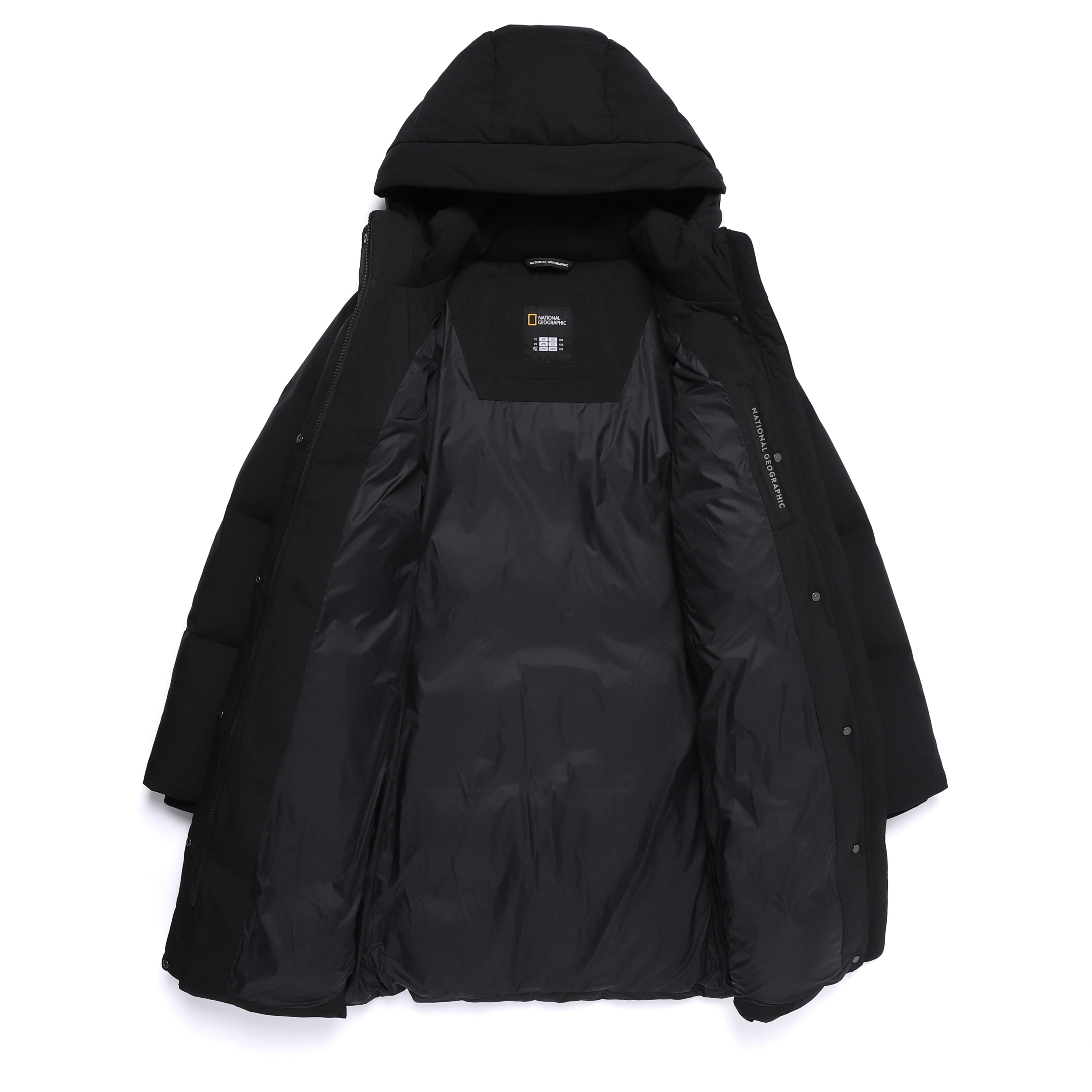 WOMEN MID-LENGTH DETACHABLE HOOD GOOSE DOWN JUMPER BLACK