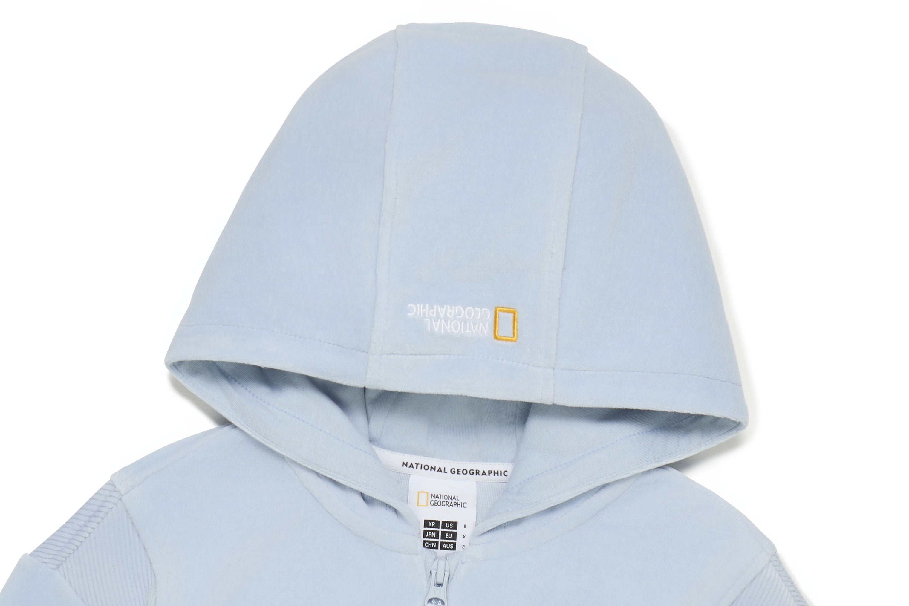 KIDS VELOUR HOODIE FULL-ZIP UP ICE BLUE