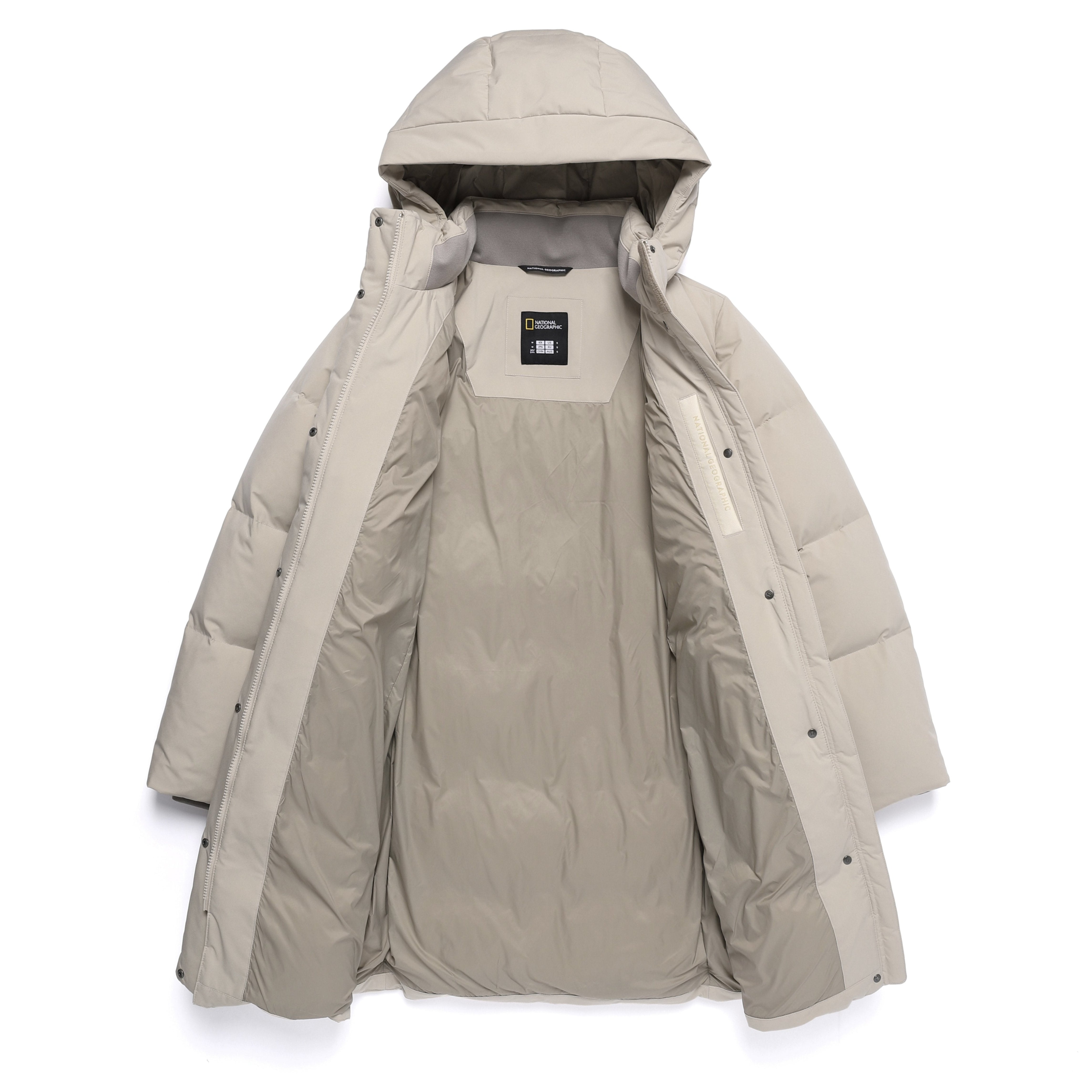 WOMEN MID-LENGTH DETACHABLE HOOD GOOSE DOWN JUMPER MOURNING BEIGE