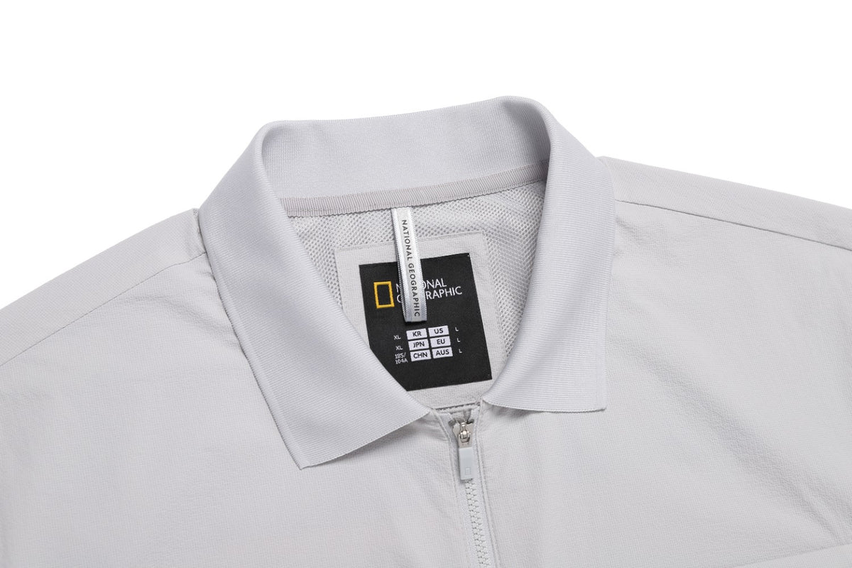 AIR SEERSUCKER HALF-ZIP BASIC FIT POLO SHIRT URBAN ICE
