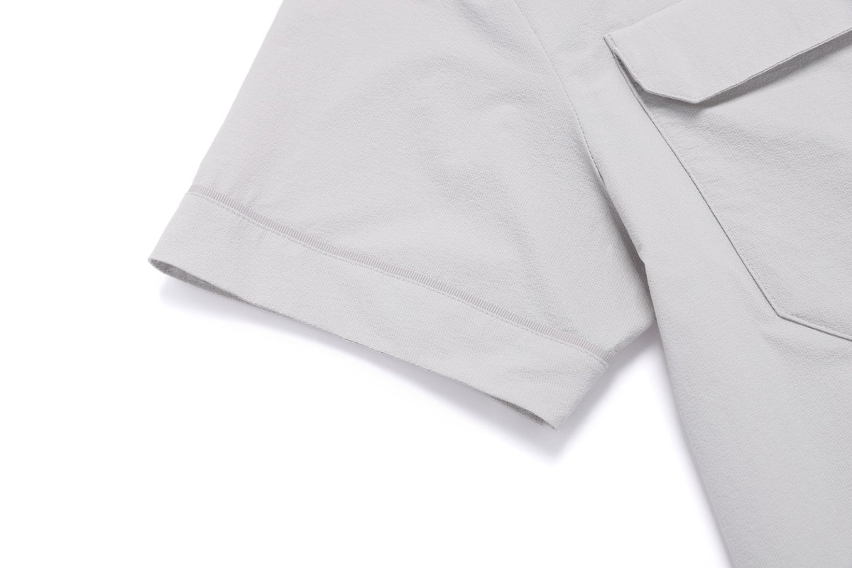 AIR SEERSUCKER HALF-ZIP BASIC FIT POLO SHIRT URBAN ICE
