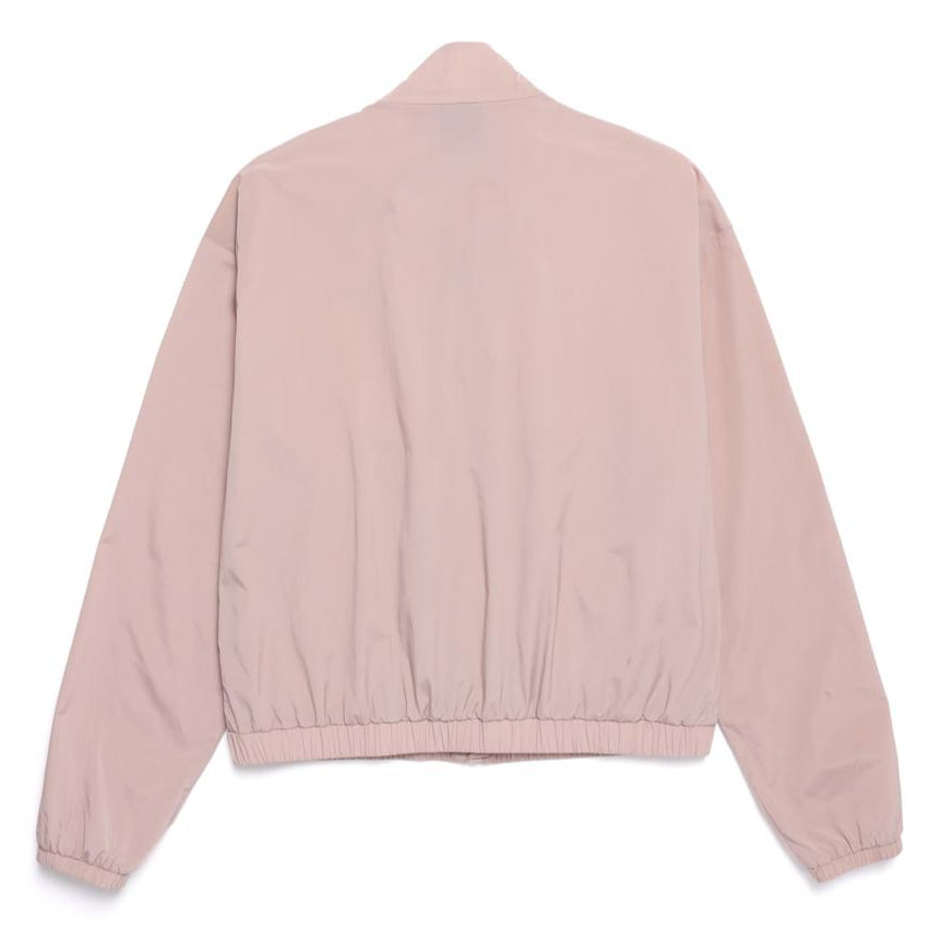 WOMEN SILKY STRETCH STAND NECK FULL ZIP JACKET PINK GREY