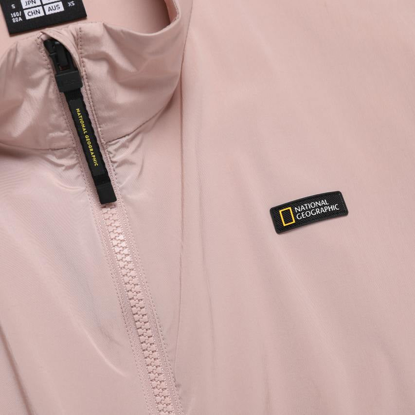 WOMEN SILKY STRETCH STAND NECK FULL ZIP JACKET PINK GREY