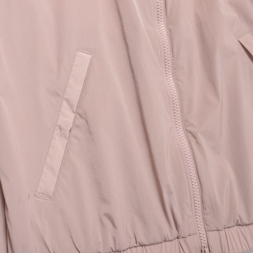 WOMEN SILKY STRETCH STAND NECK FULL ZIP JACKET PINK GREY
