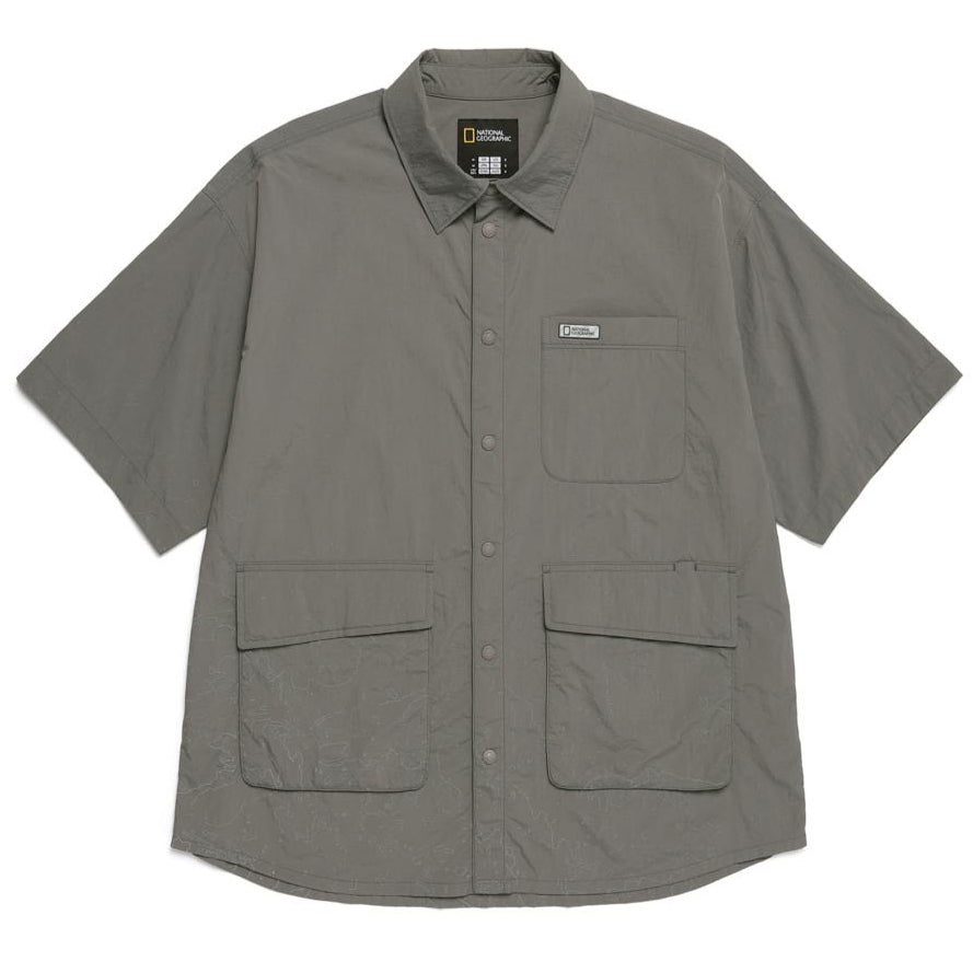 UTILITY ALLOVER PRINT SET UP SHIRT STONE GREY