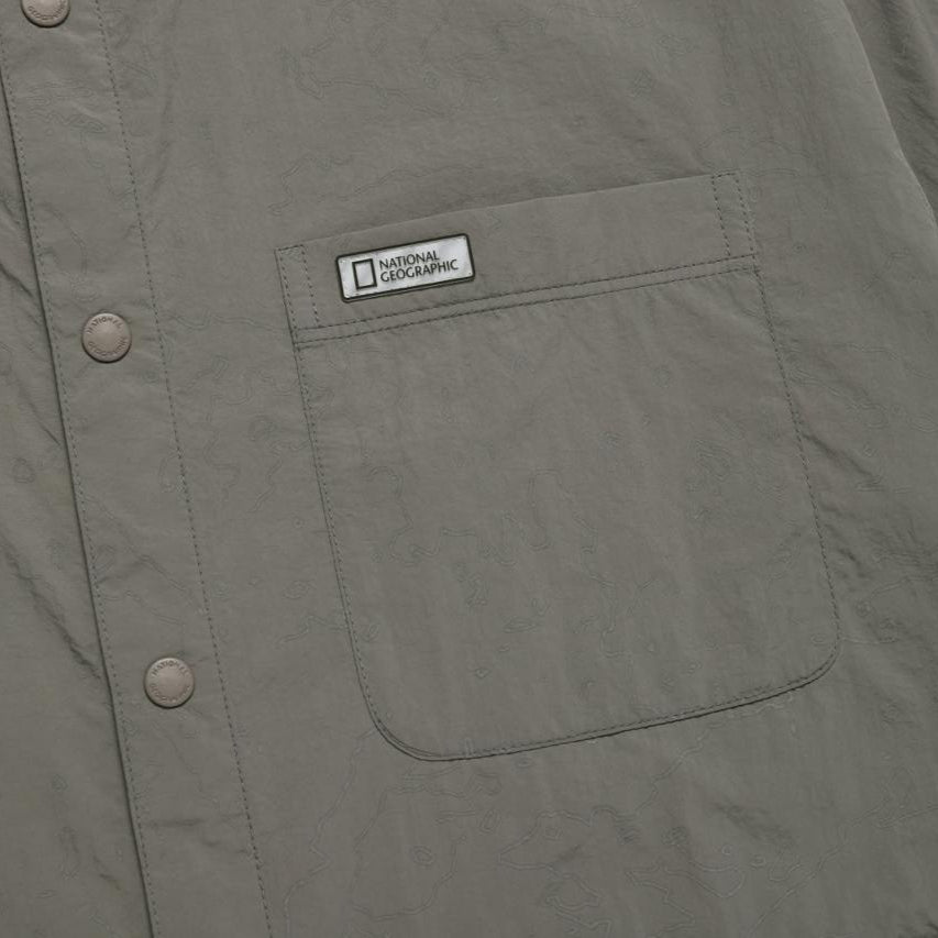 UTILITY ALLOVER PRINT SET UP SHIRT STONE GREY