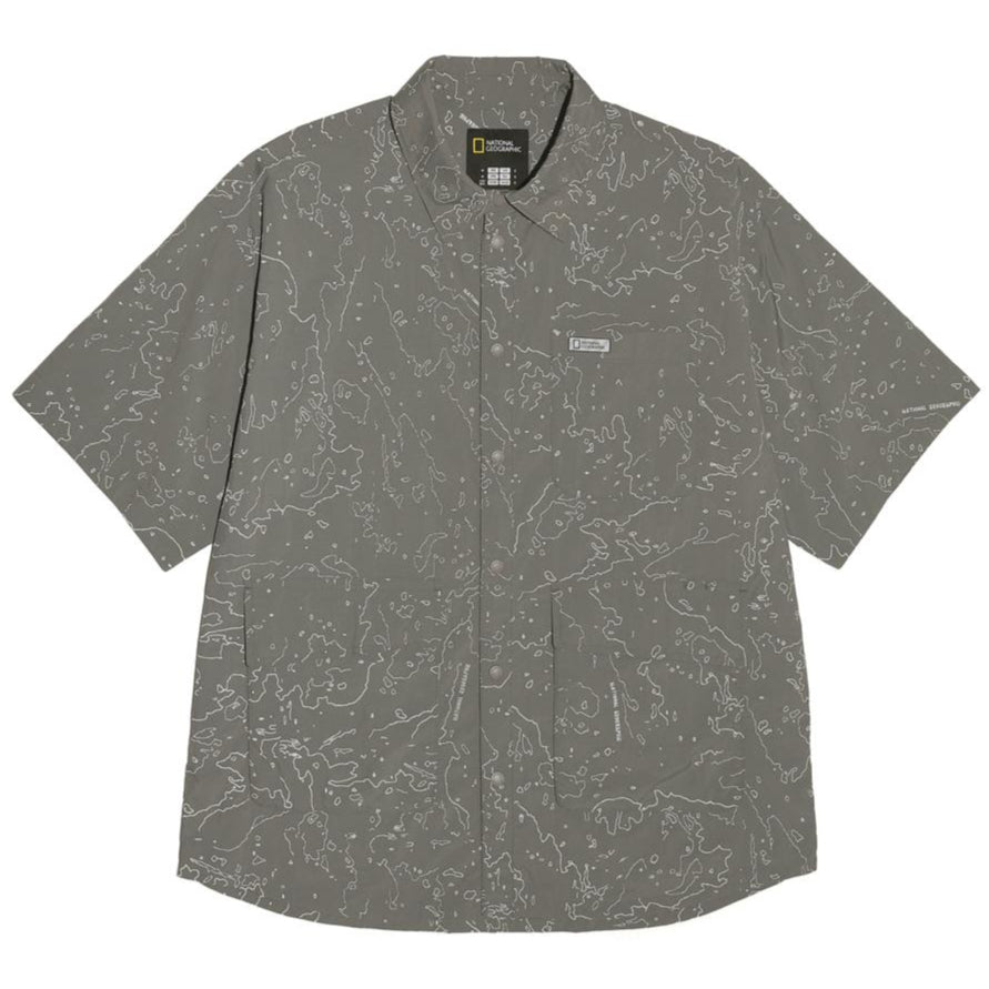 UTILITY ALLOVER PRINT SET UP SHIRT STONE GREY