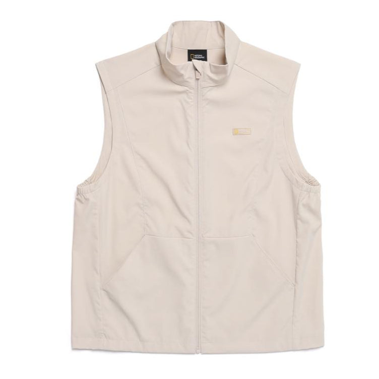 WOMEN FROZEN CUBE ZIP-UP VEST OAK BEIGE