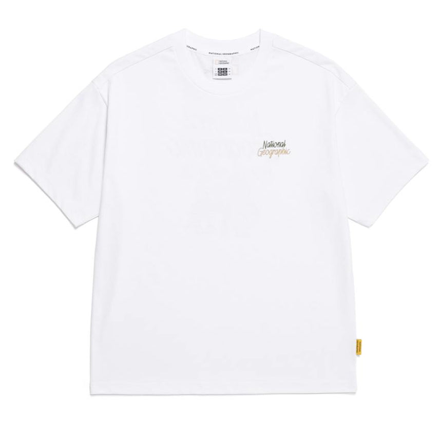 REGEN ASKIN TRAVEL2 GRAPHIC SEMI OVER FIT SHORT SLEEVE T-SHIRT WHITE