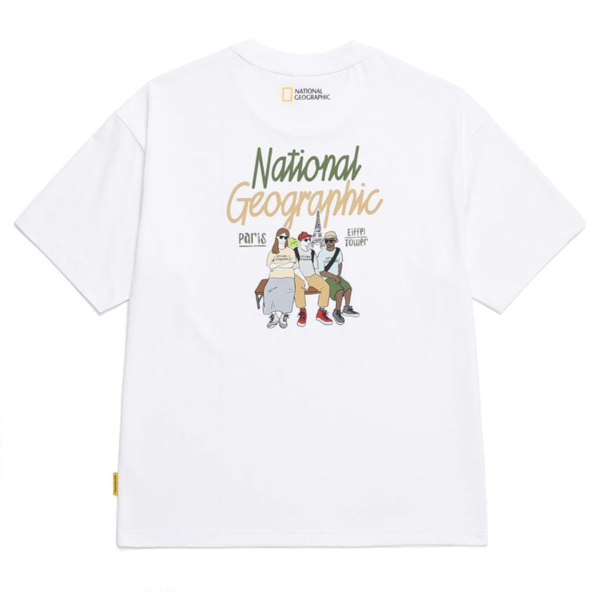 REGEN ASKIN TRAVEL2 GRAPHIC SEMI OVER FIT SHORT SLEEVE T-SHIRT WHITE