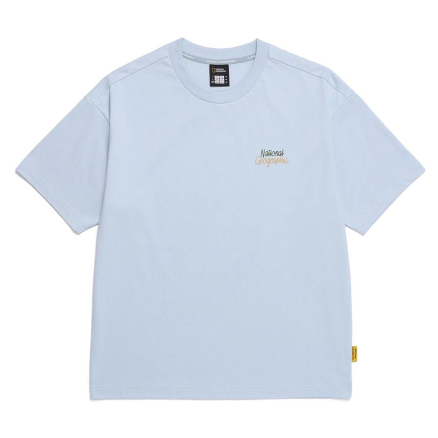 REGEN ASKIN TRAVEL2 GRAPHIC SEMI OVER FIT SHORT SLEEVE T-SHIRT L/BLUE