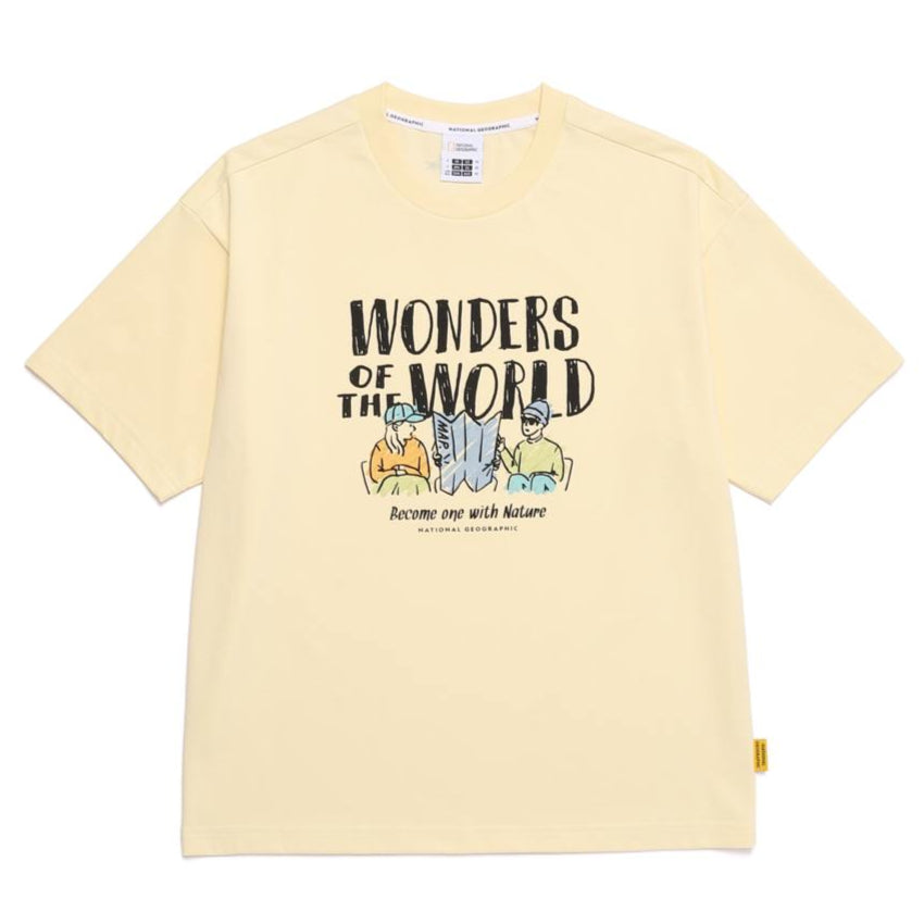 REGEN ASKIN TRAVEL1 GRAPHIC SEMI OVER FIT SHORT SLEEVE T-SHIRT BUTTER