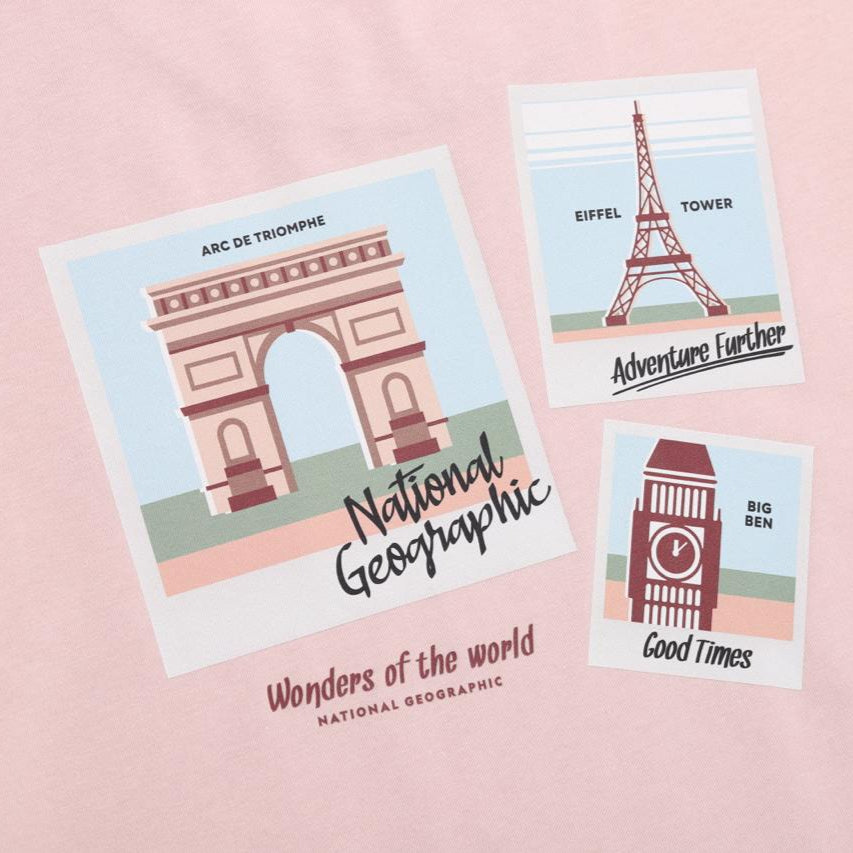 OVIS EUROPE LANDMARK SEMI OVER FIT SHORT SLEEVE T-SHIRT L/PINK