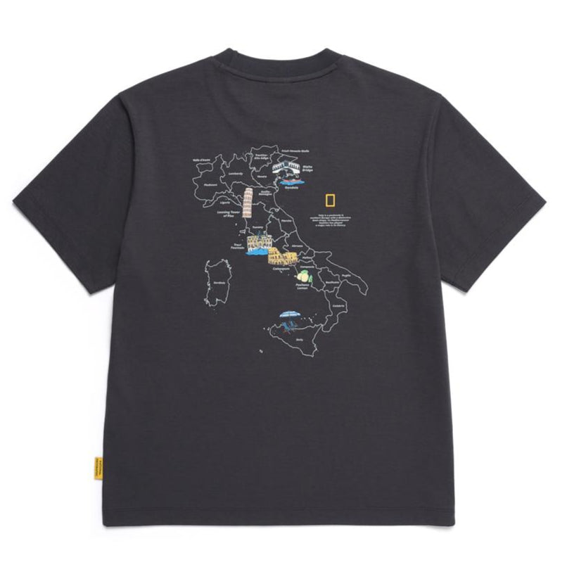 CROW COOL MAX WORLD MAP BASIC FIT SHORT SLEEVE T-SHIRT D/GREY