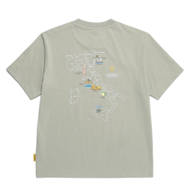 CROW COOL MAX WORLD MAP BASIC FIT SHORT SLEEVE T-SHIRT GREEN OLIVE