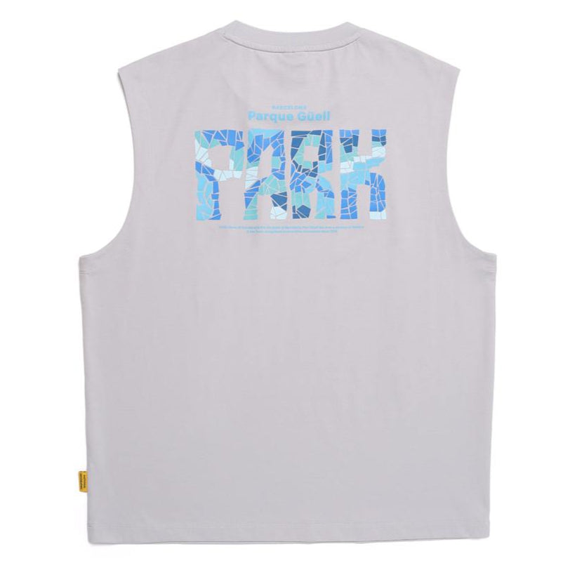 CROW COOL MAX LETTERING GRAPHIC SLEEVELESS TEE ICE GREY