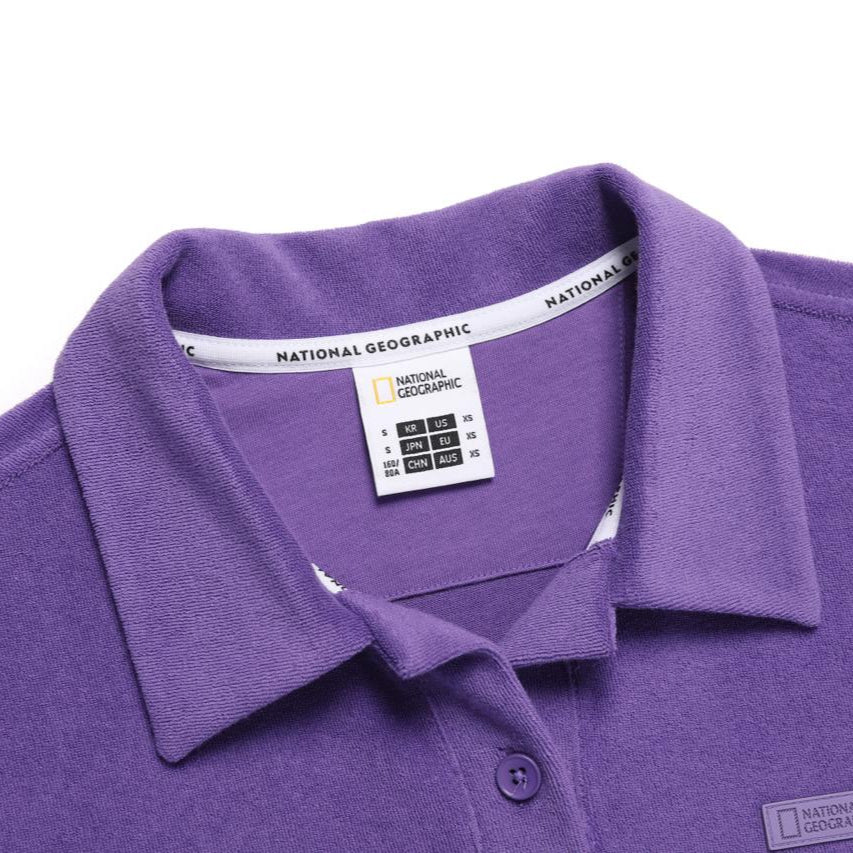 WOMEN TERRY BASIC COLLAR T-SHIRT VIOLET