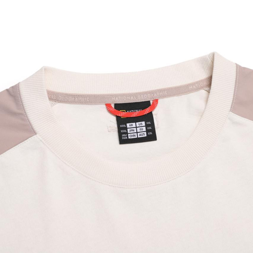 WOVEN SLEEVE OVER FIT T-SHIRT IVORY