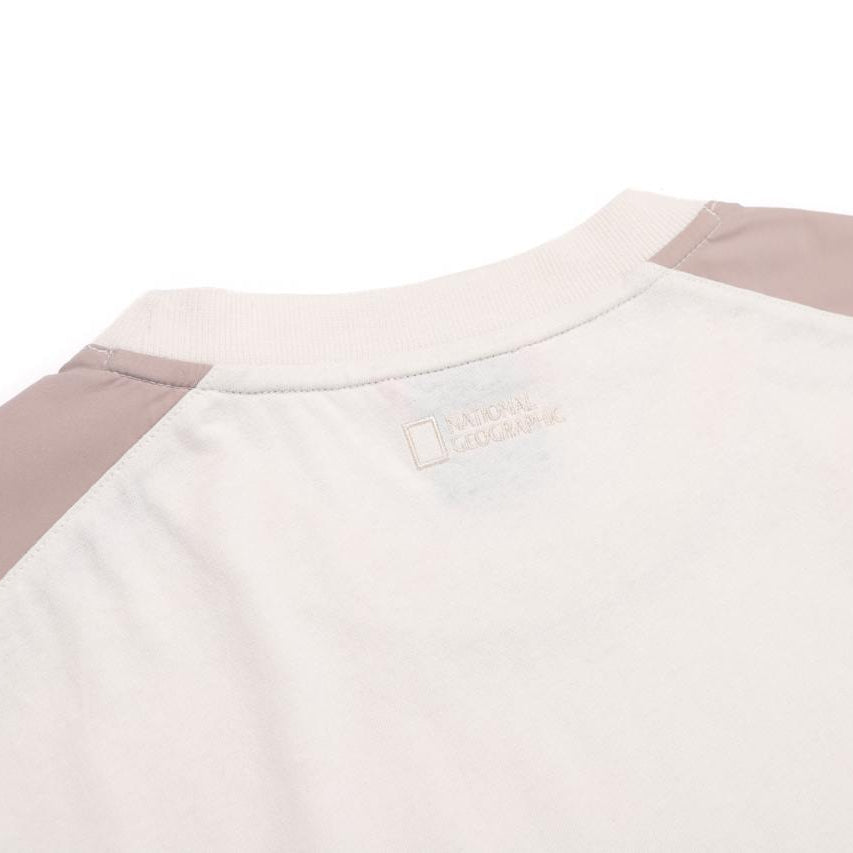 WOVEN SLEEVE OVER FIT T-SHIRT IVORY