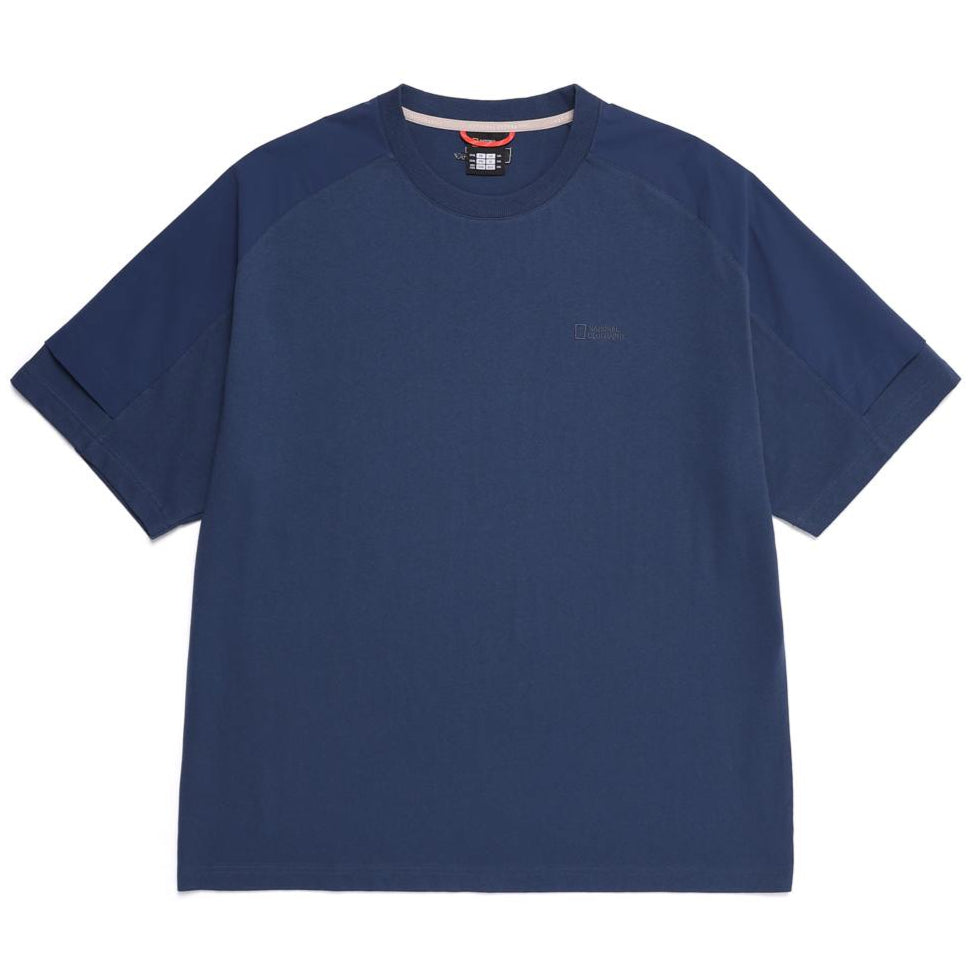 WOVEN SLEEVE OVER FIT T-SHIRT L/NAVY