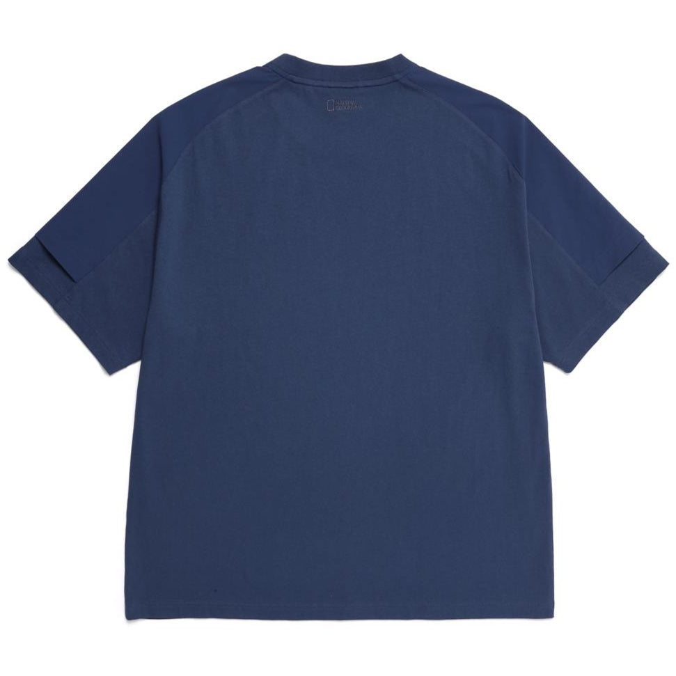 WOVEN SLEEVE OVER FIT T-SHIRT L/NAVY