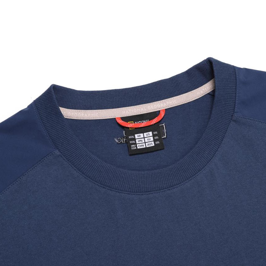 WOVEN SLEEVE OVER FIT T-SHIRT L/NAVY
