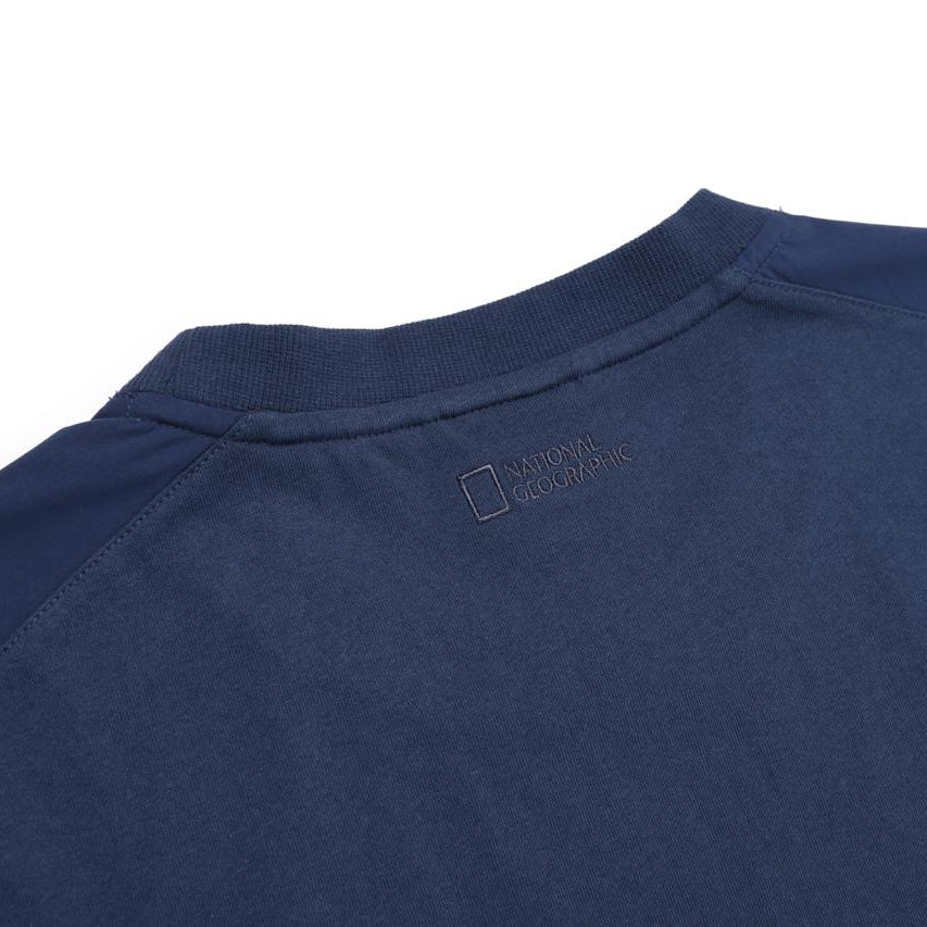WOVEN SLEEVE OVER FIT T-SHIRT L/NAVY