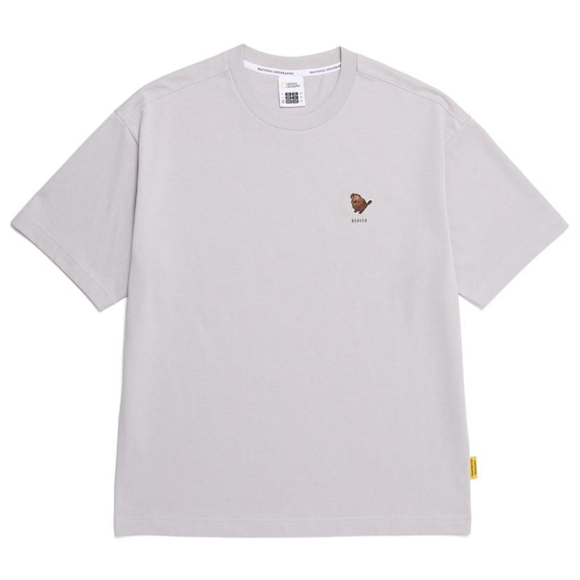 SEMI-OVER FIT ANIMAL SHORT SLEEVE T-SHIRT ICE GREY