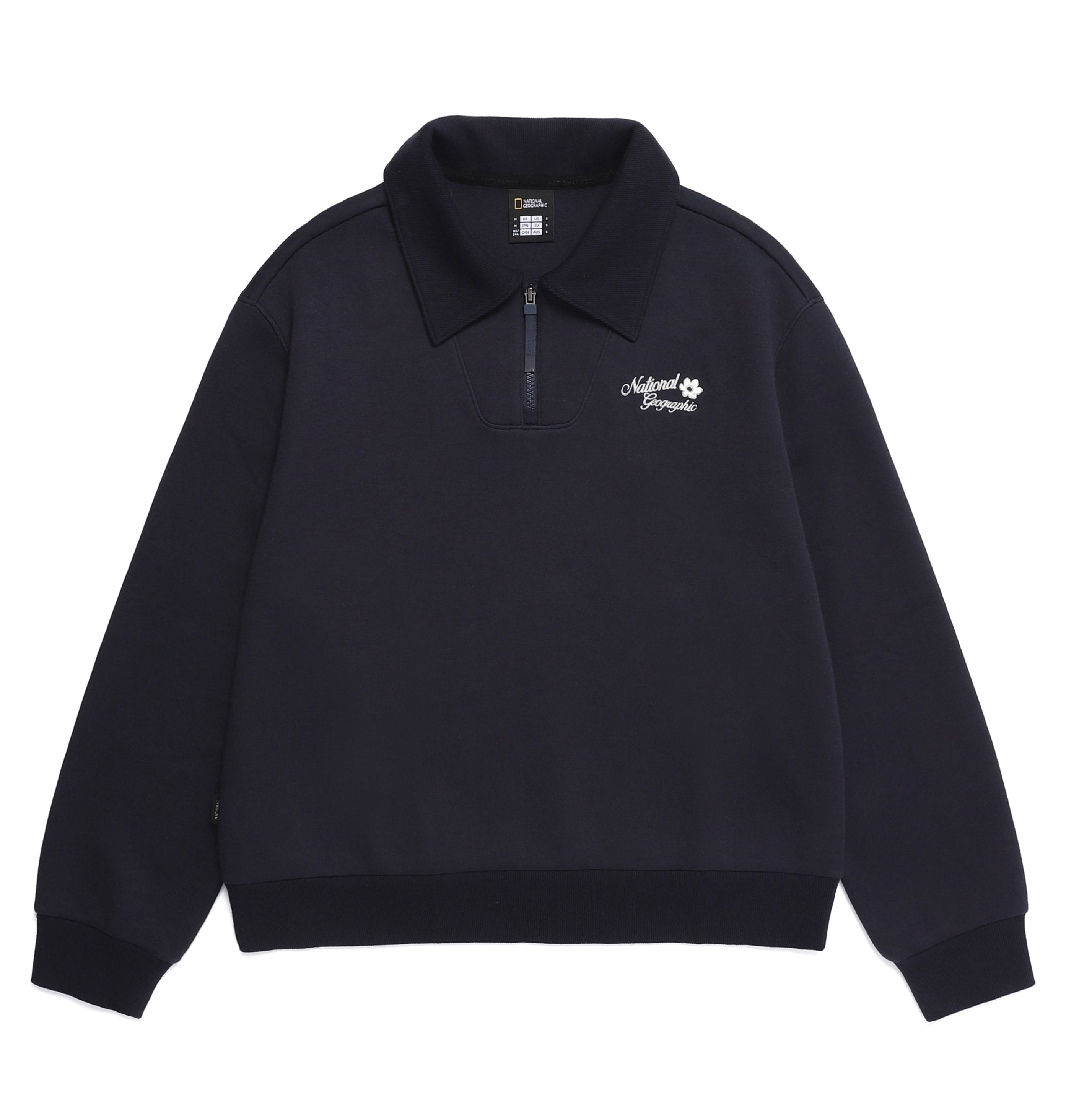 WOMEN MODAL SMALL LOGO EMBROIDERED COLLAR SWEATSHIRT D/NAVY