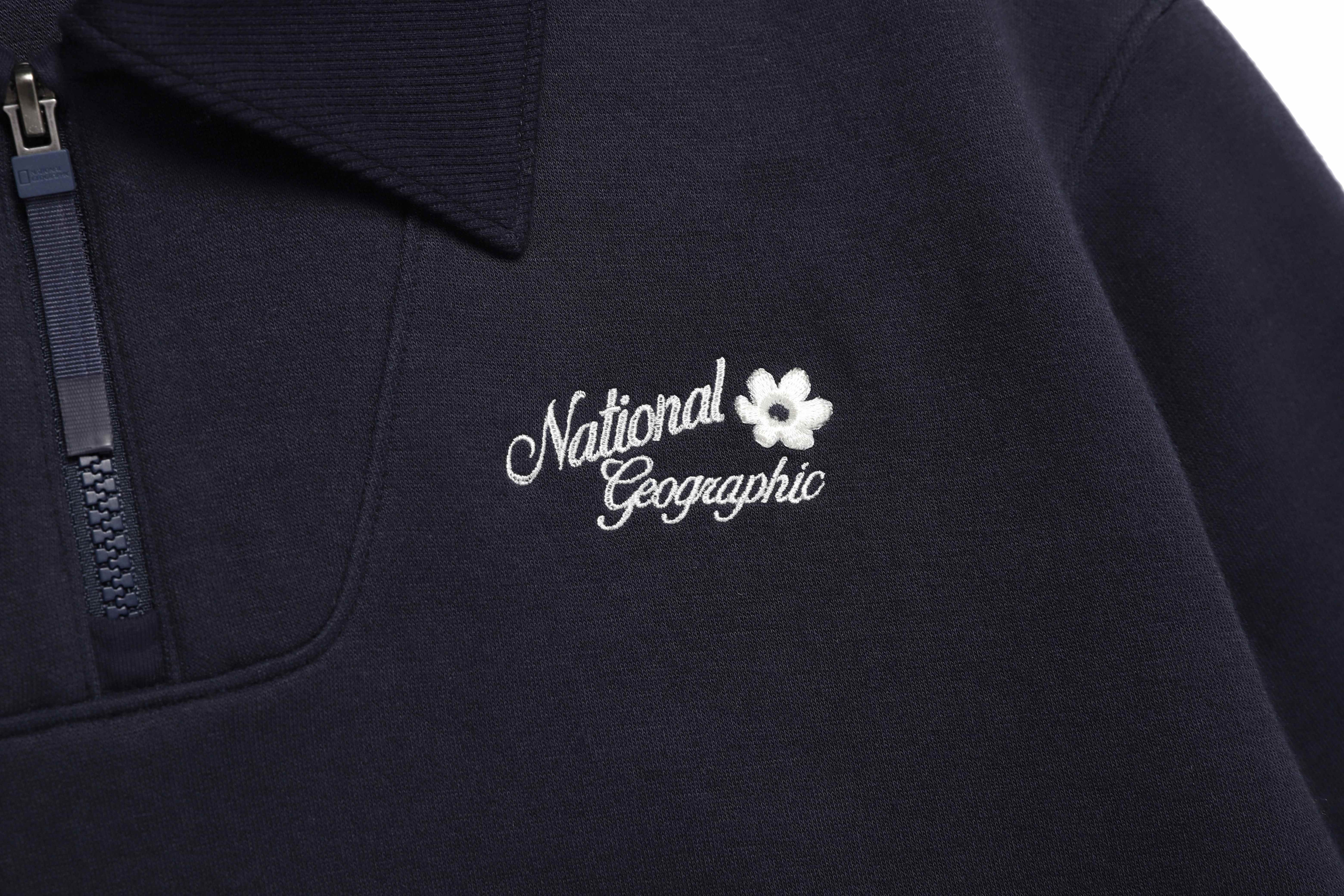 WOMEN MODAL SMALL LOGO EMBROIDERED COLLAR SWEATSHIRT D/NAVY