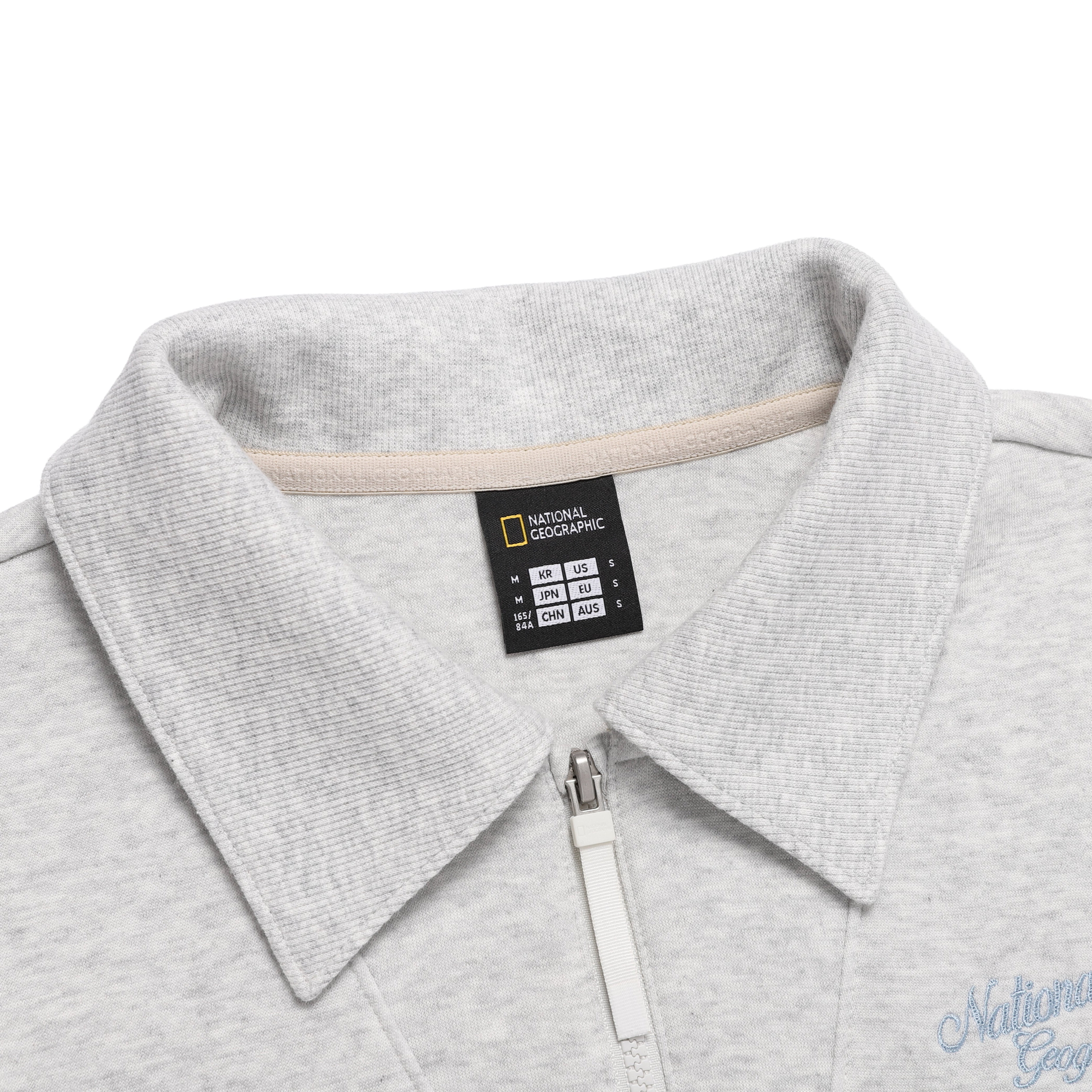 WOMEN MODAL SMALL LOGO EMBROIDERED COLLAR SWEATSHIRT OATMEAL