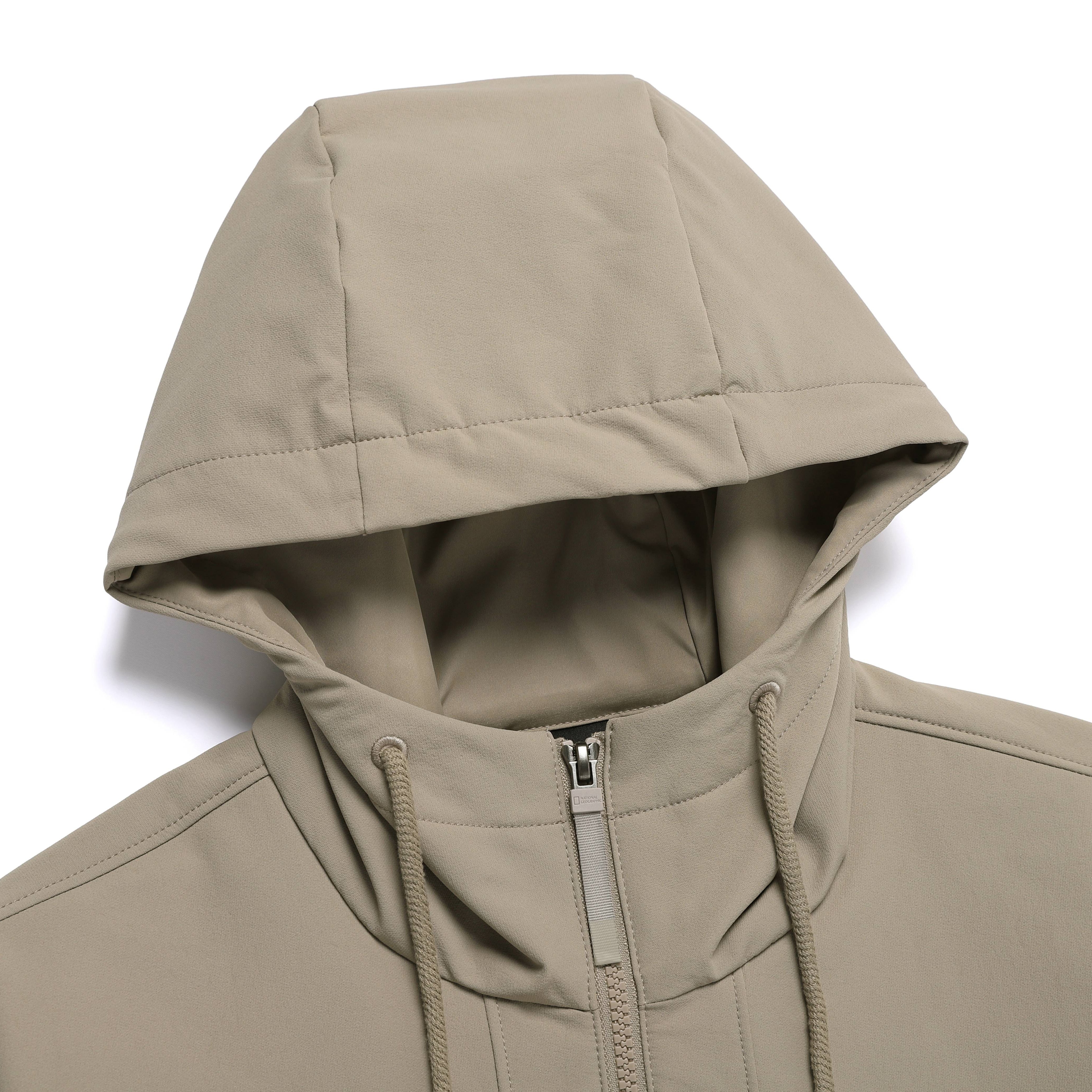 ARCHELON DOUBLE WARM WOVEN HOODIE ZIP UP OAK BEIGE