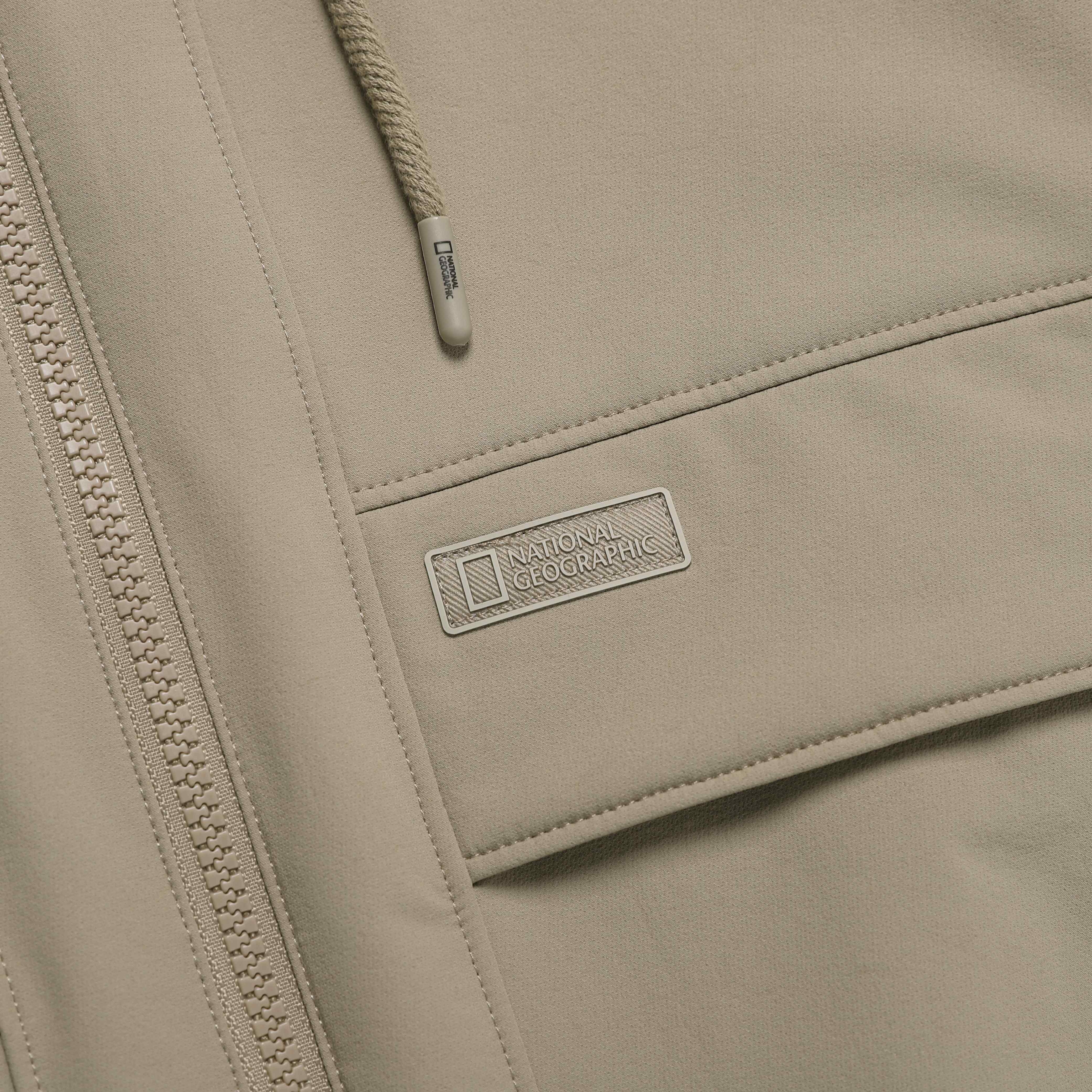 ARCHELON DOUBLE WARM WOVEN HOODIE ZIP UP OAK BEIGE