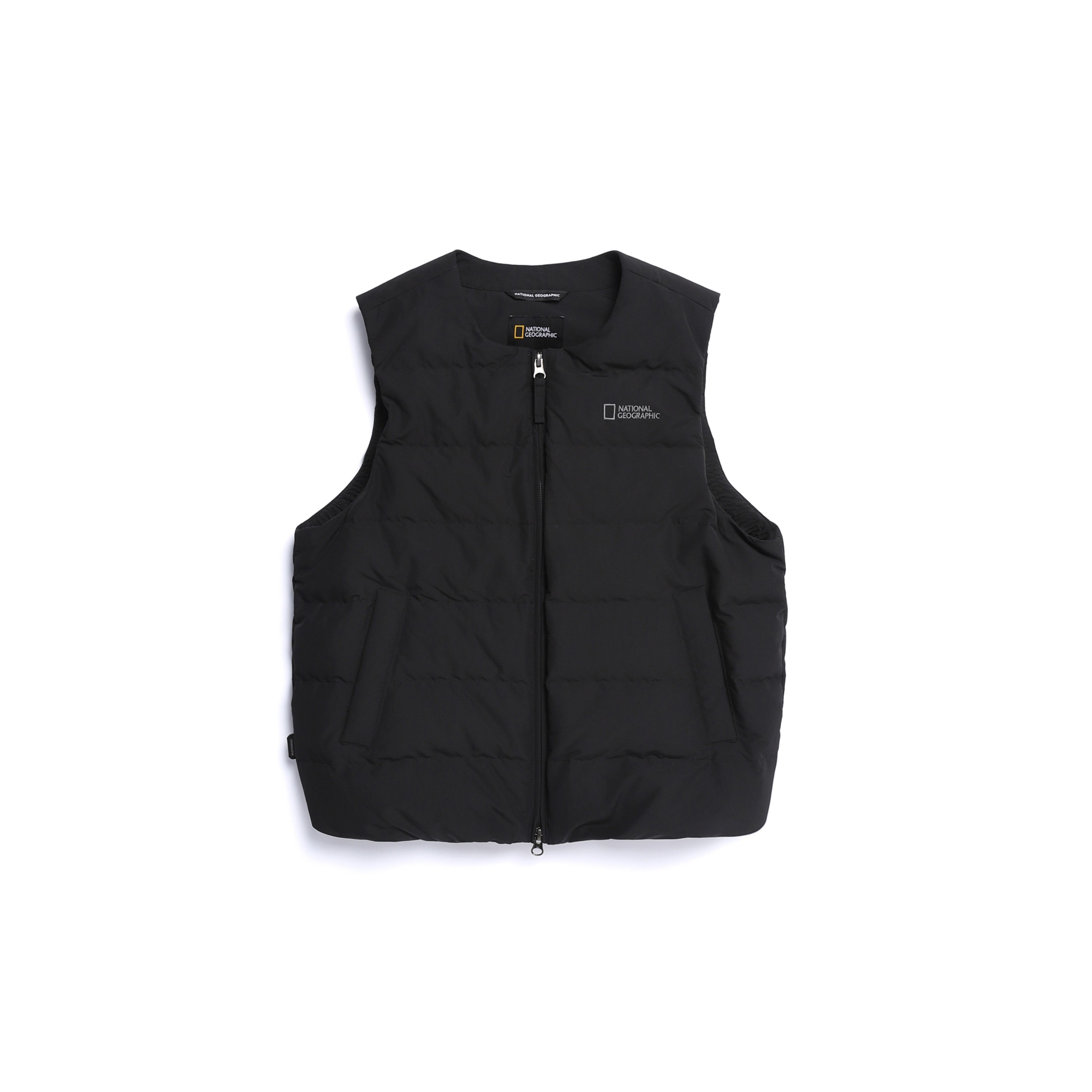 WOMEN HERON U-NECK LIGHT WEIGHT DOWN VEST BLACK