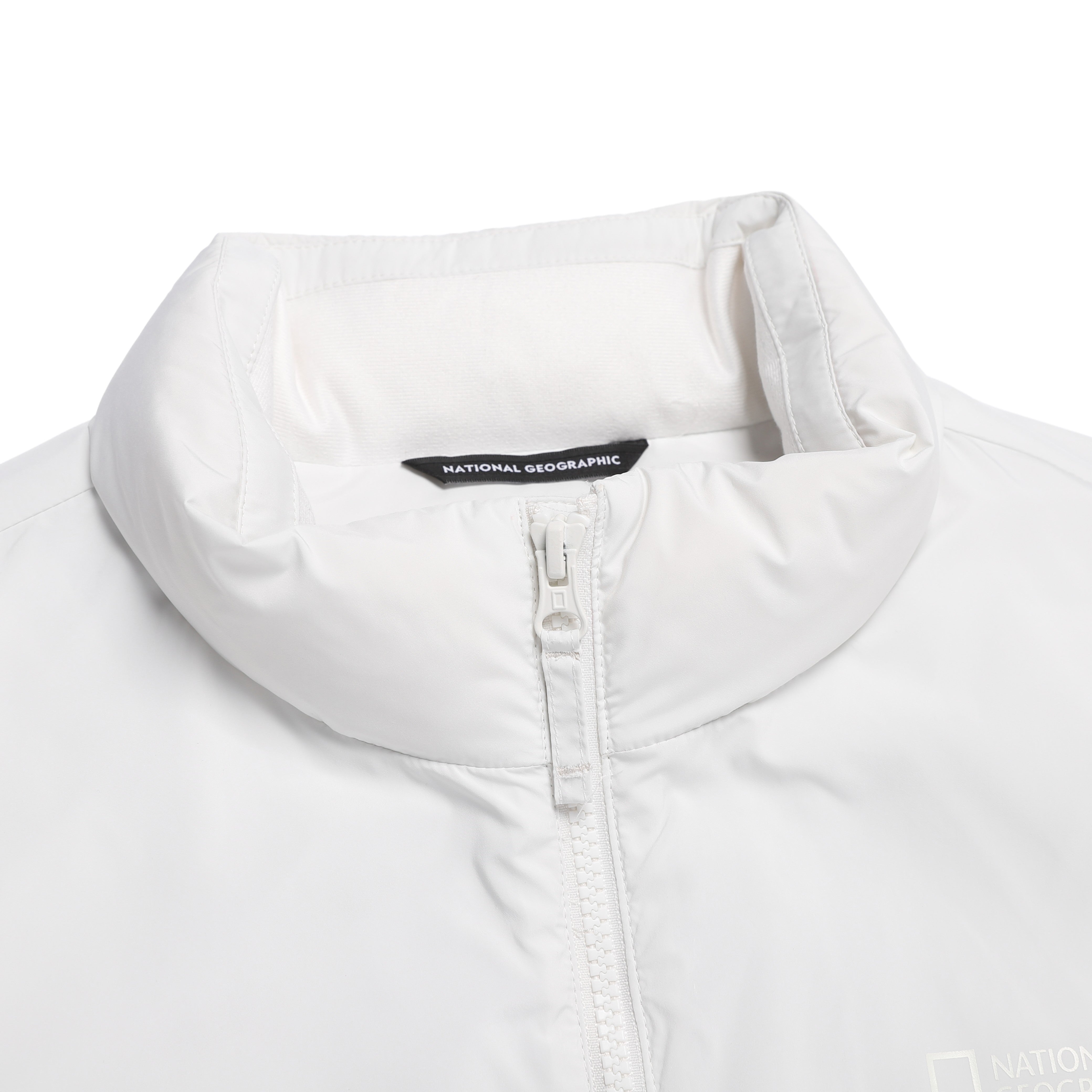 WOMEN PO'O-ULI STAND NECK NON-QUILTED DUCK DOWN JUMPER O/WHITE