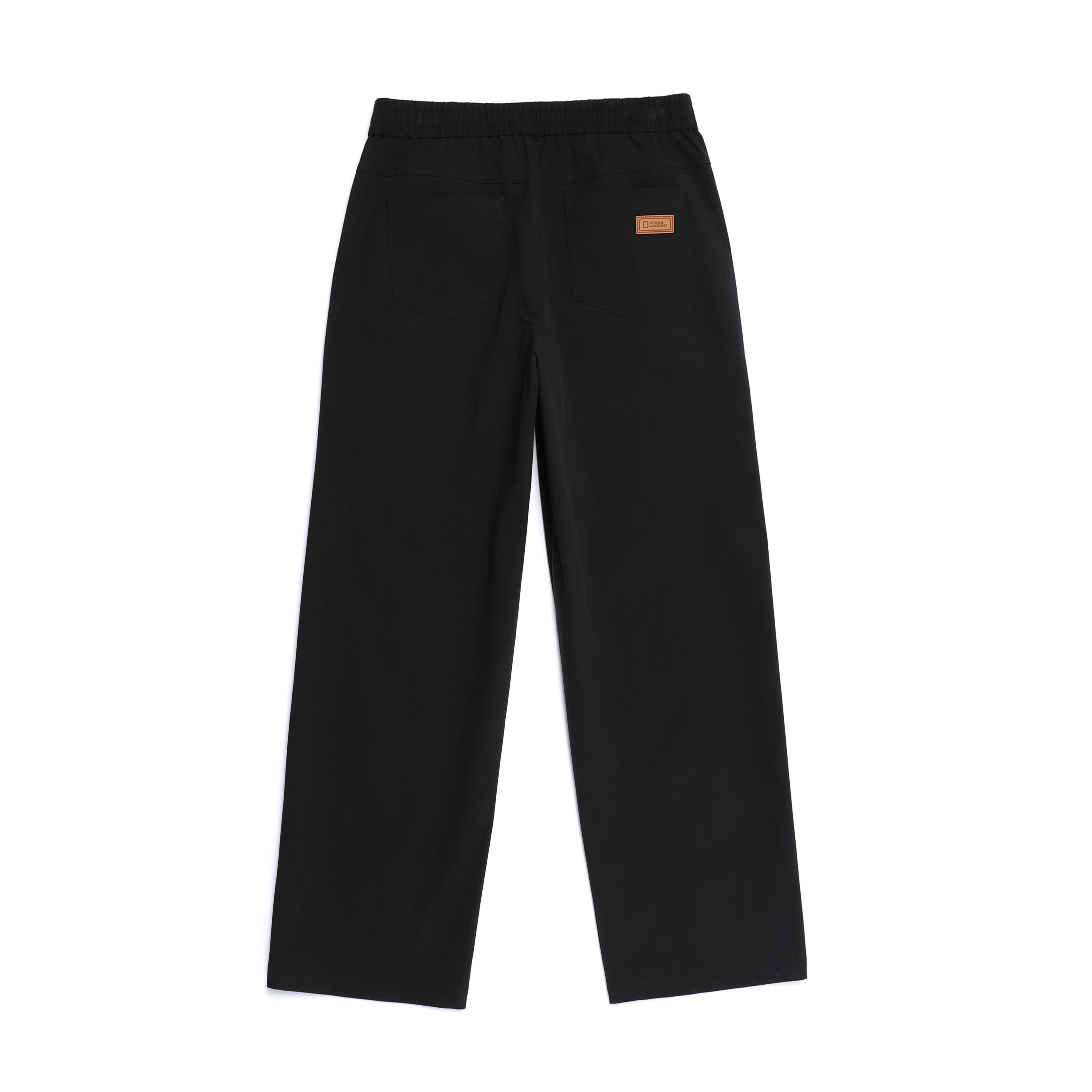 WOMEN WOVEN SEMI-LOOSE PANTS BLACK