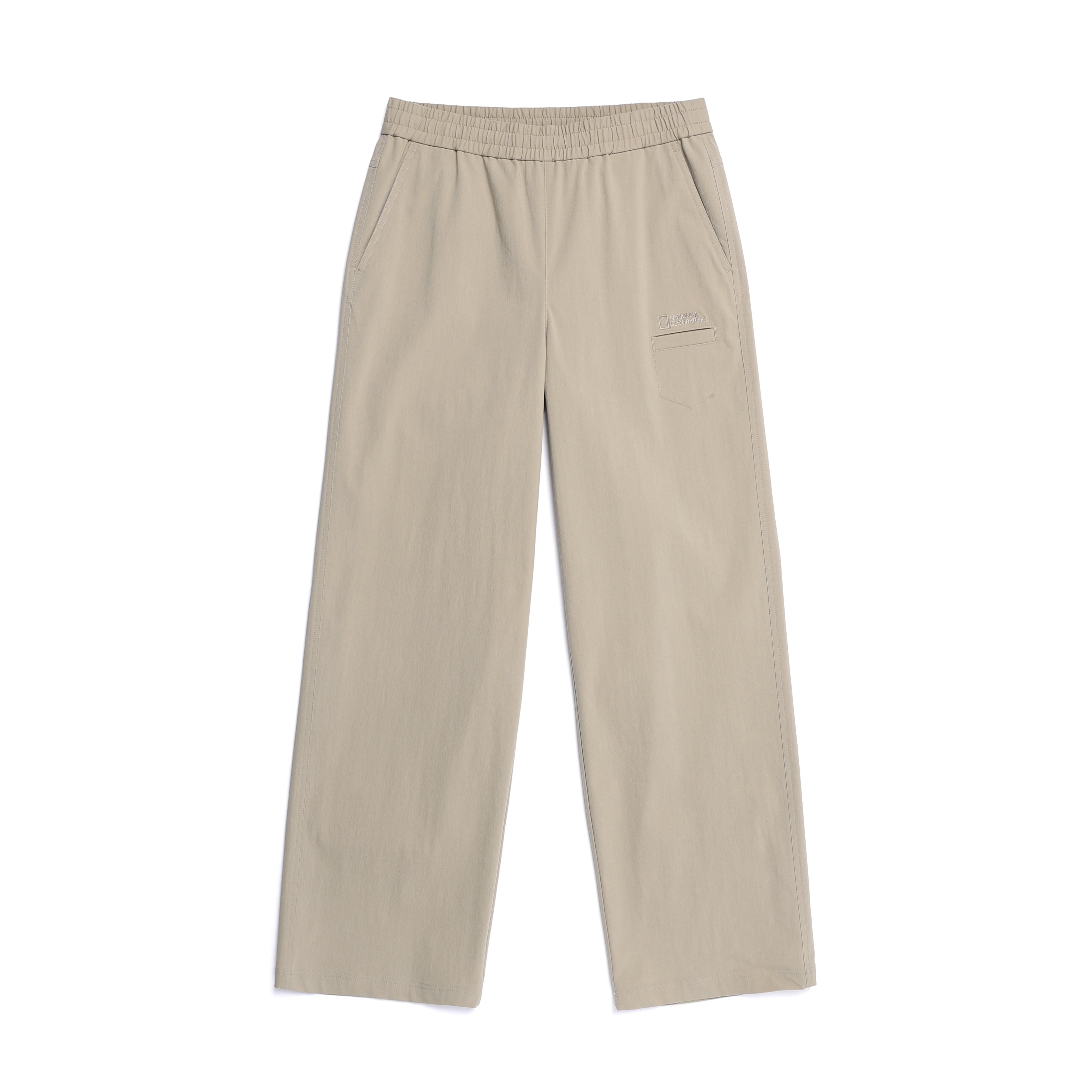 WOMEN WOVEN SEMI-LOOSE PANTS MOURNING BEIGE