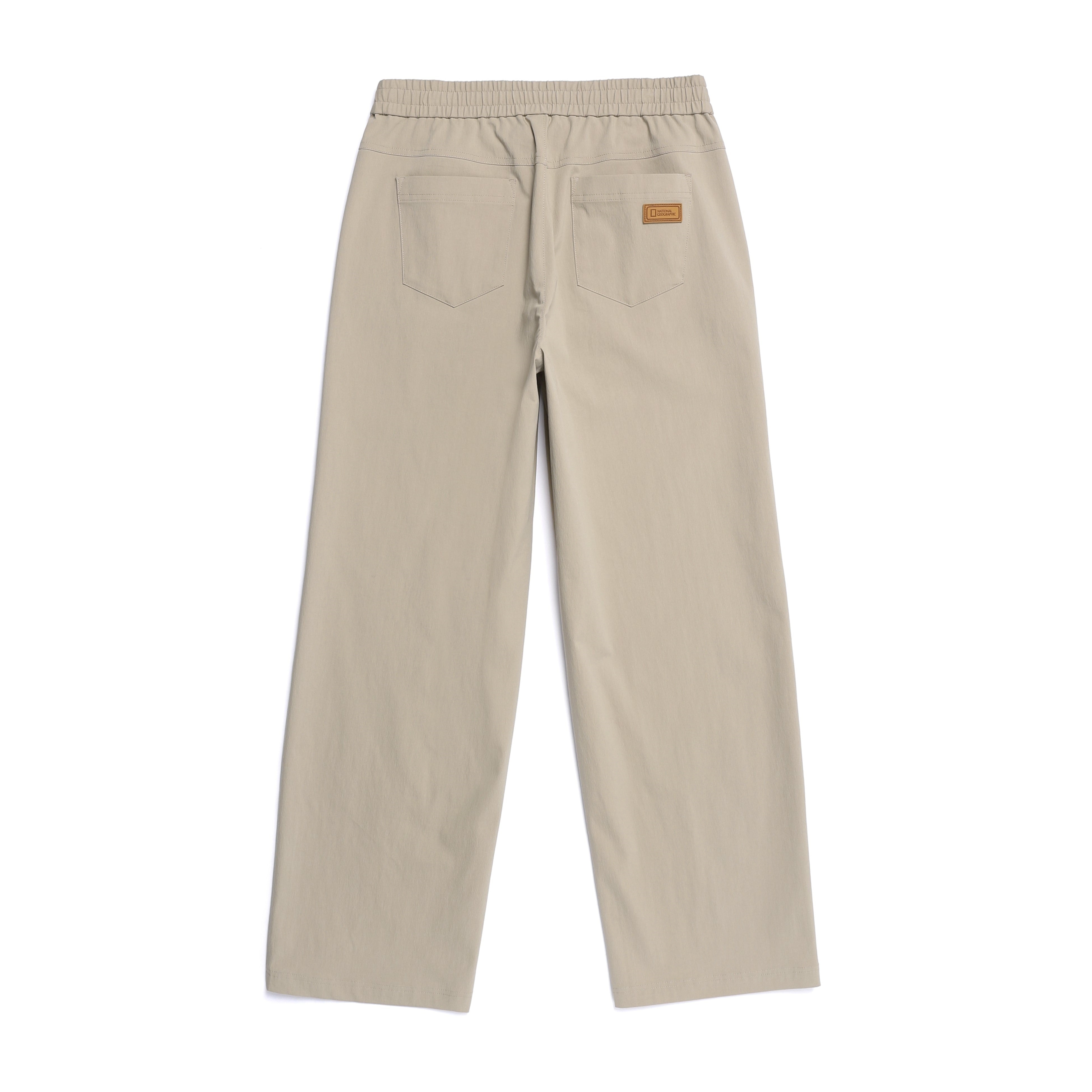 WOMEN WOVEN SEMI-LOOSE PANTS MOURNING BEIGE