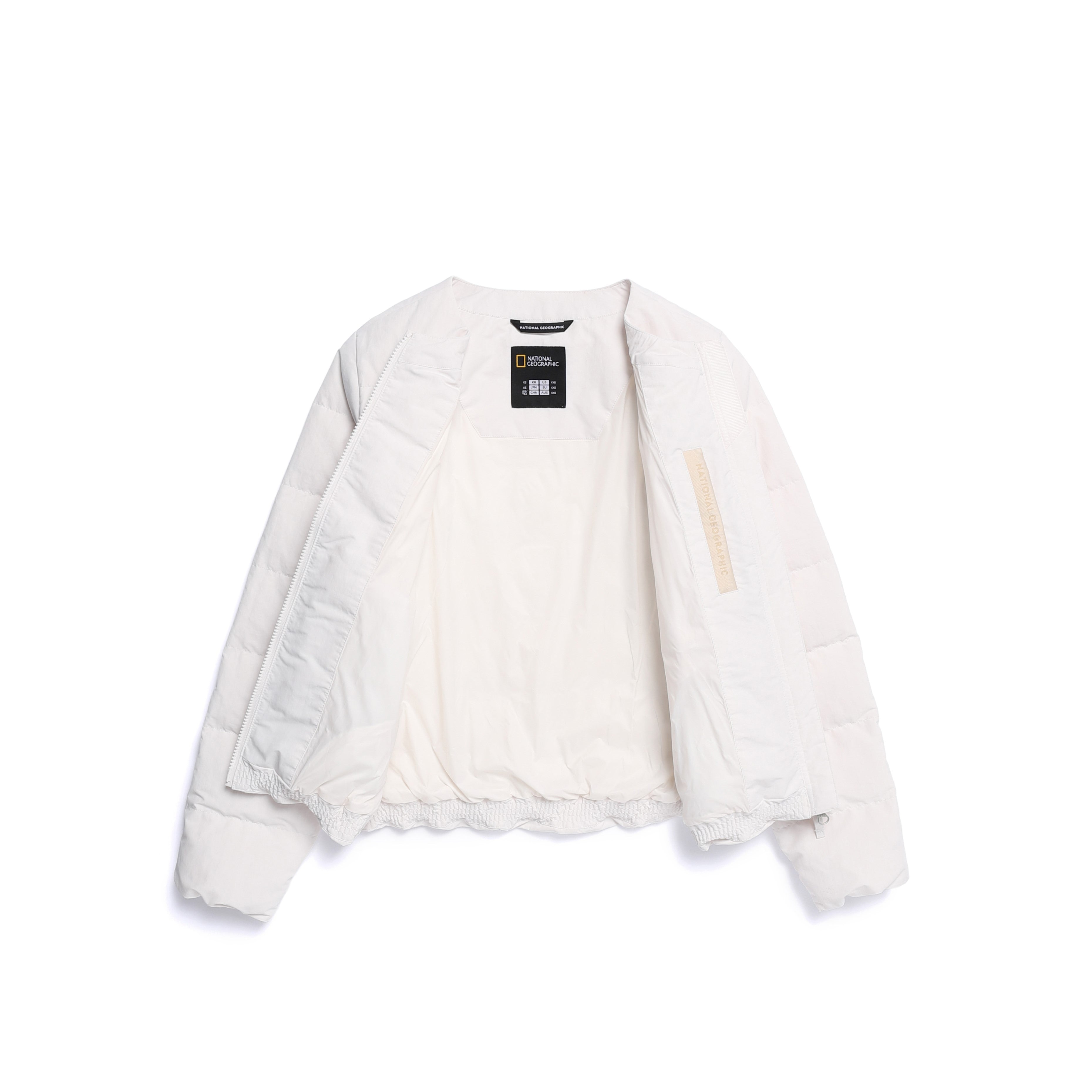 WOMEN HERON U-NECK LIGHT WEIGHT DOWN JUMPER CRYSTAL BEIGE
