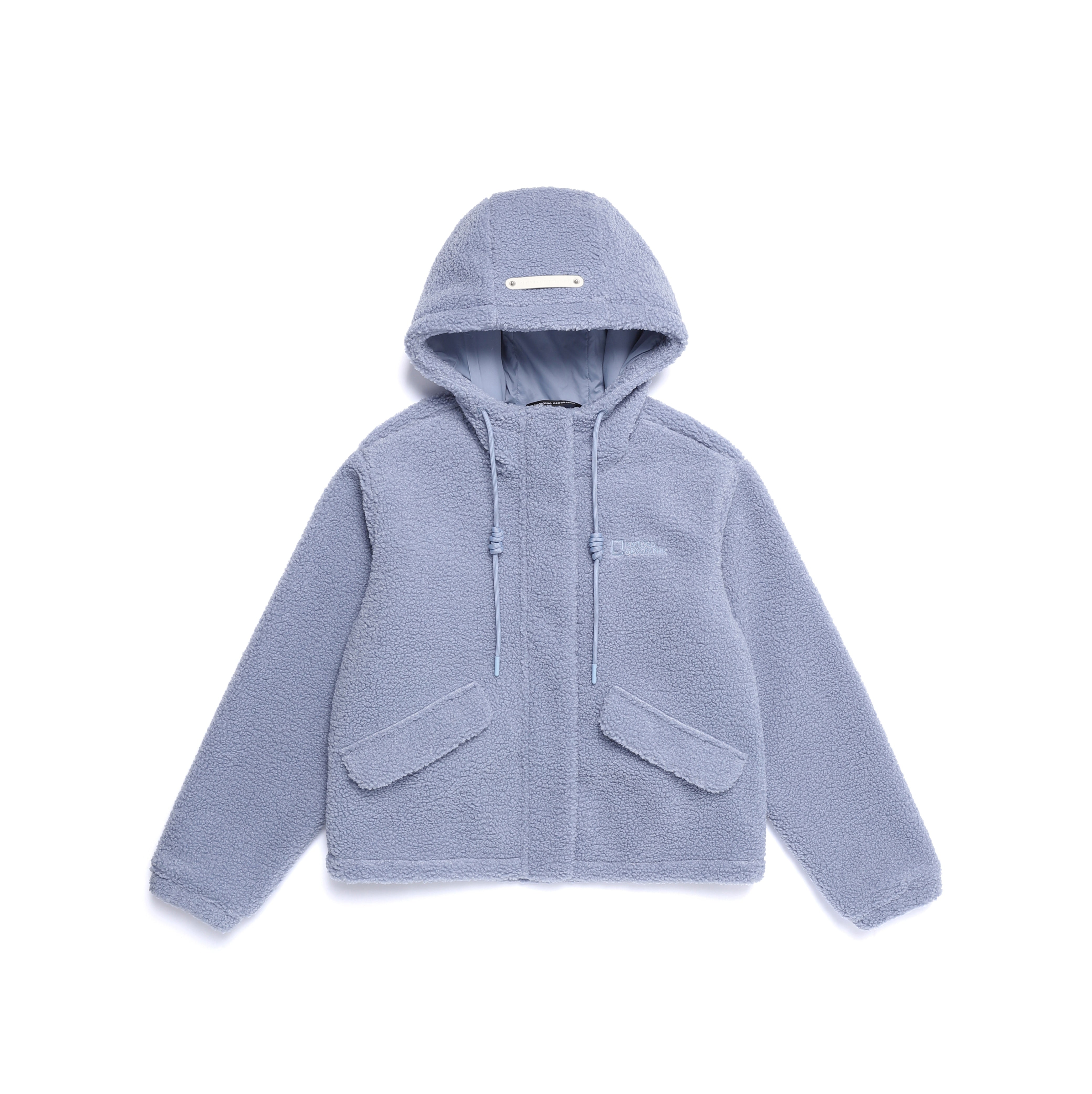 WOMEN FLEECE HOODED JUMPER L/BLUE