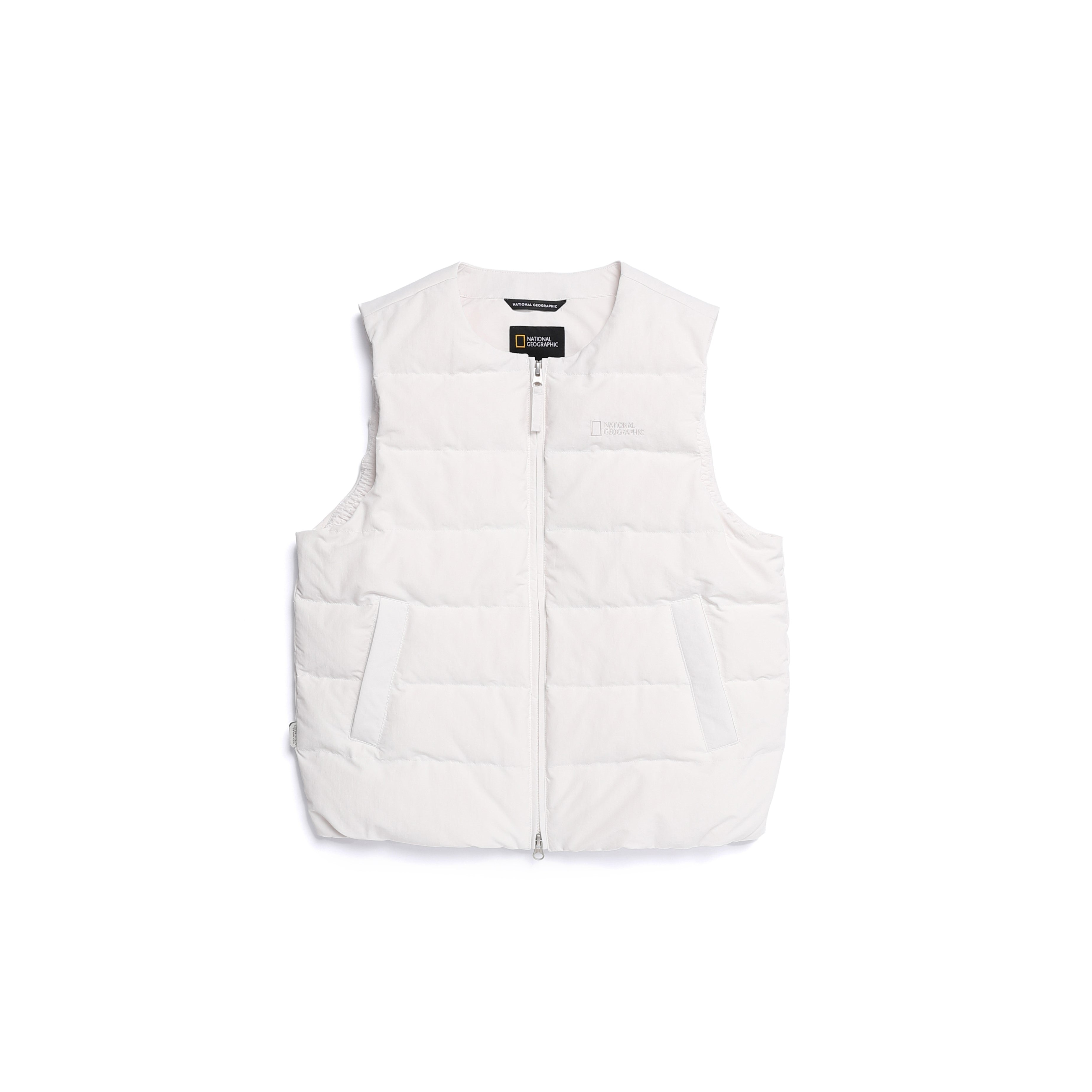 WOMEN HERON U-NECK LIGHT WEIGHT DOWN VEST CRYSTAL BEIGE
