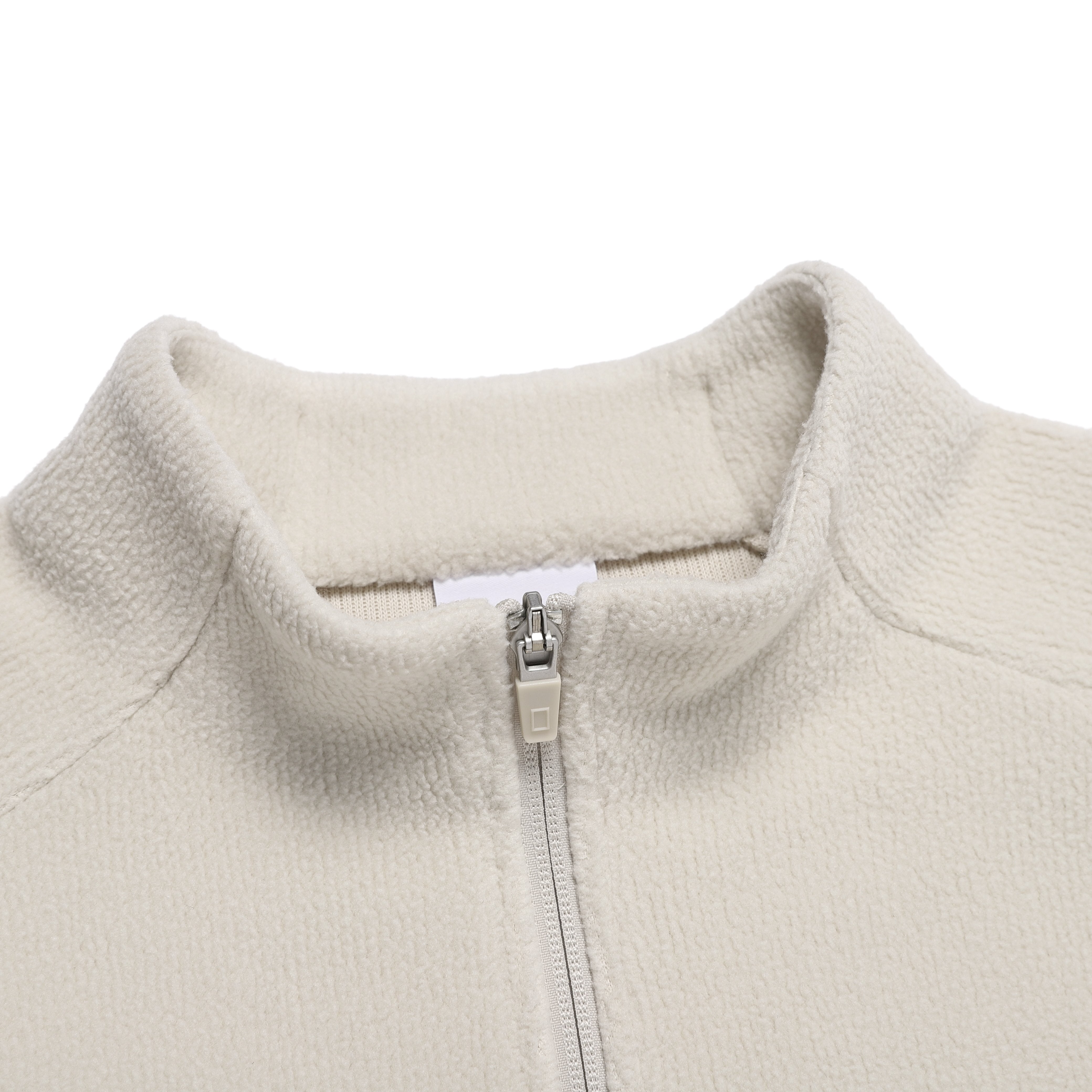 FLEECE HIGH NECK ZIP UP SILVER BIRCH