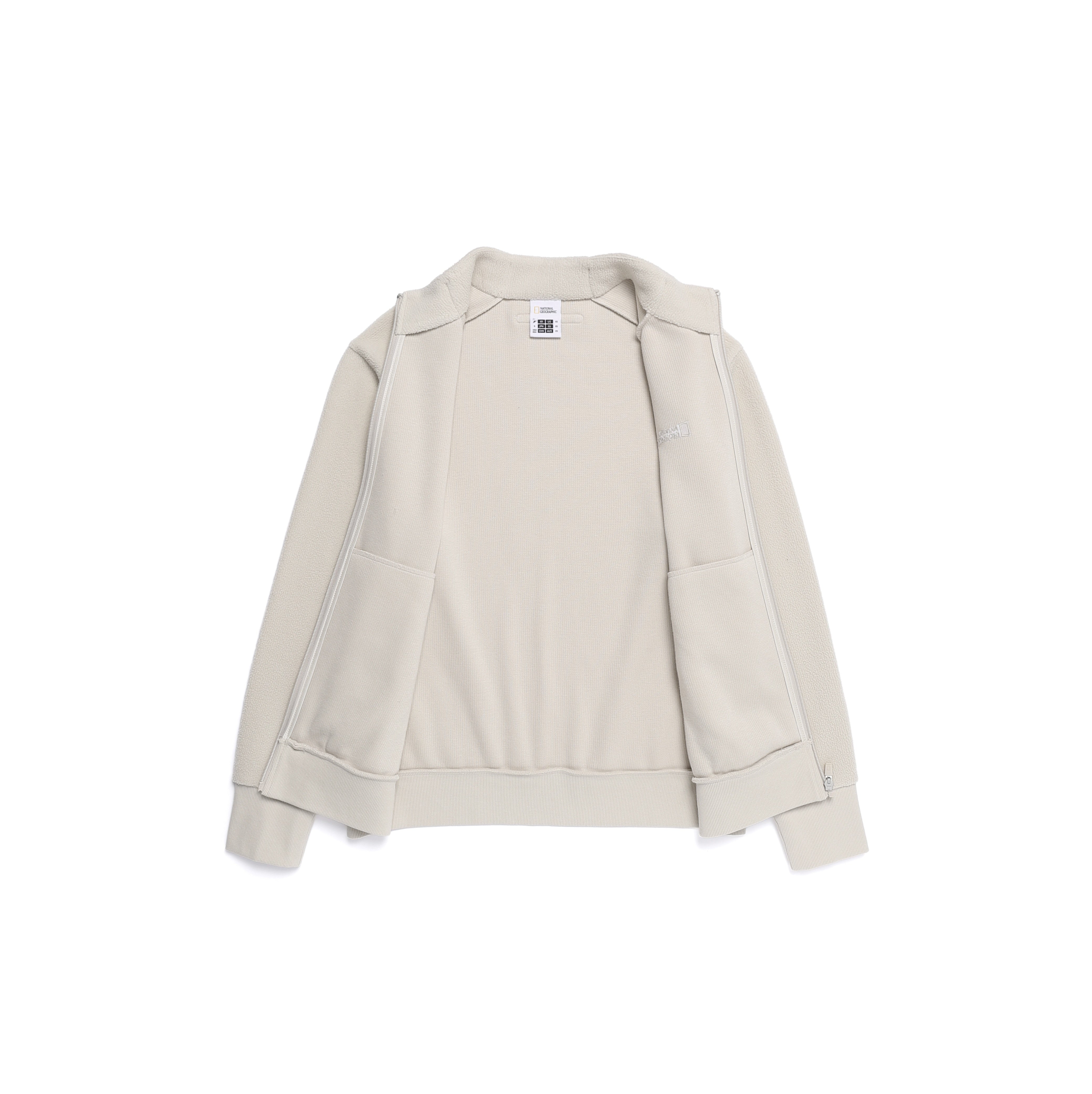 FLEECE HIGH NECK ZIP UP SILVER BIRCH