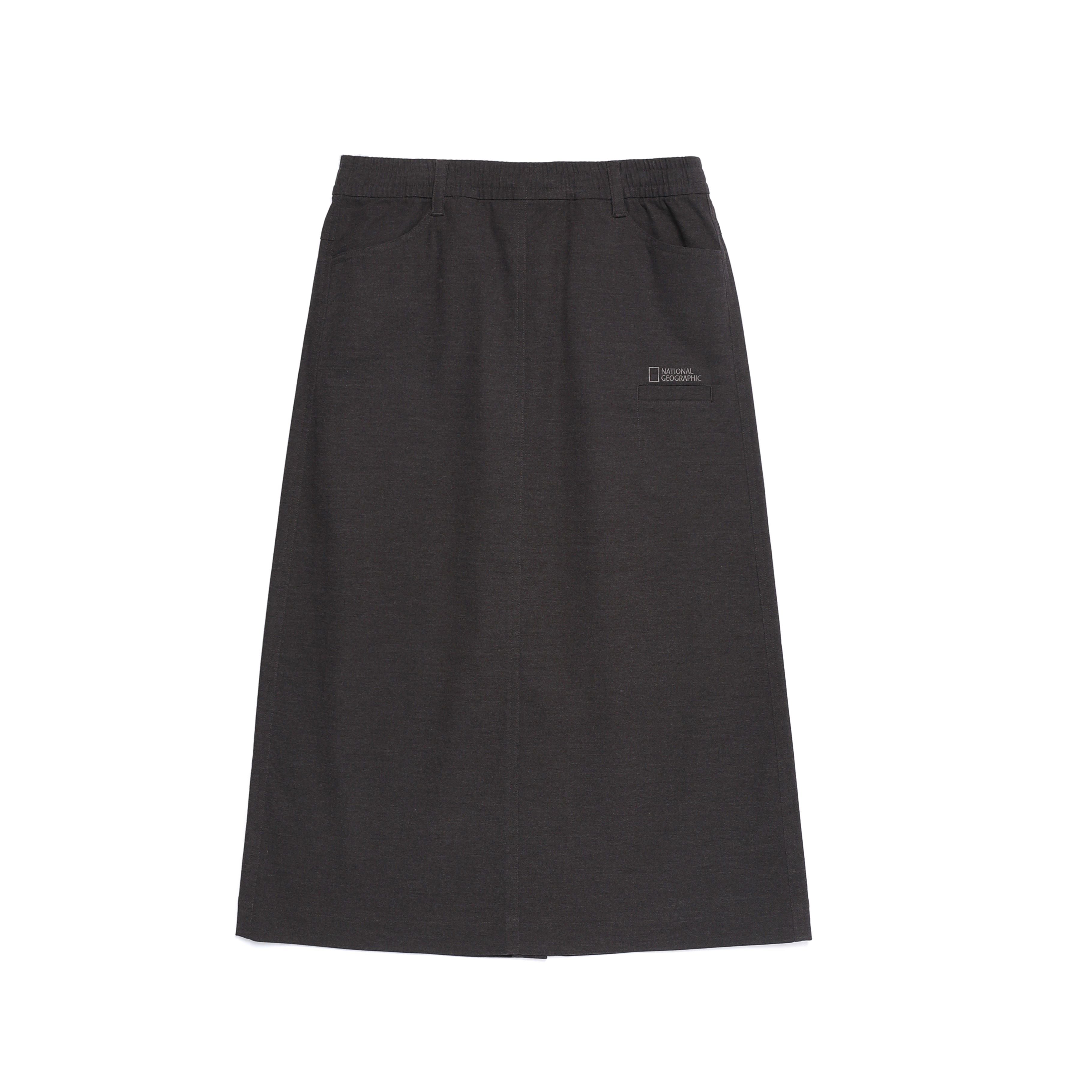 WOMEN DENIMLIKE LONG SKIRT BLACK BROWN